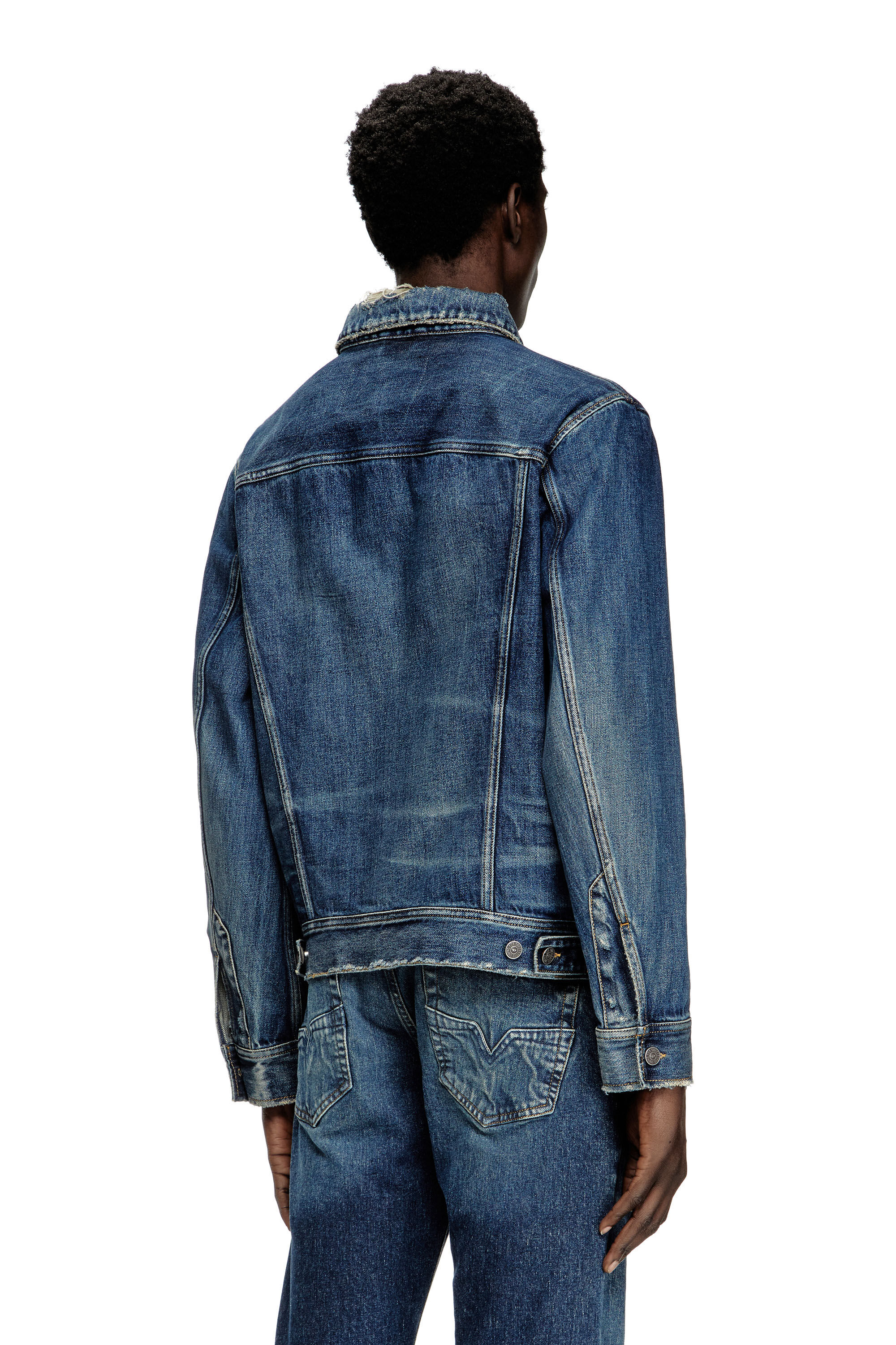 Diesel - D-BARCY, Male's Regular-fit trucker jacket in ダークブルー - 5