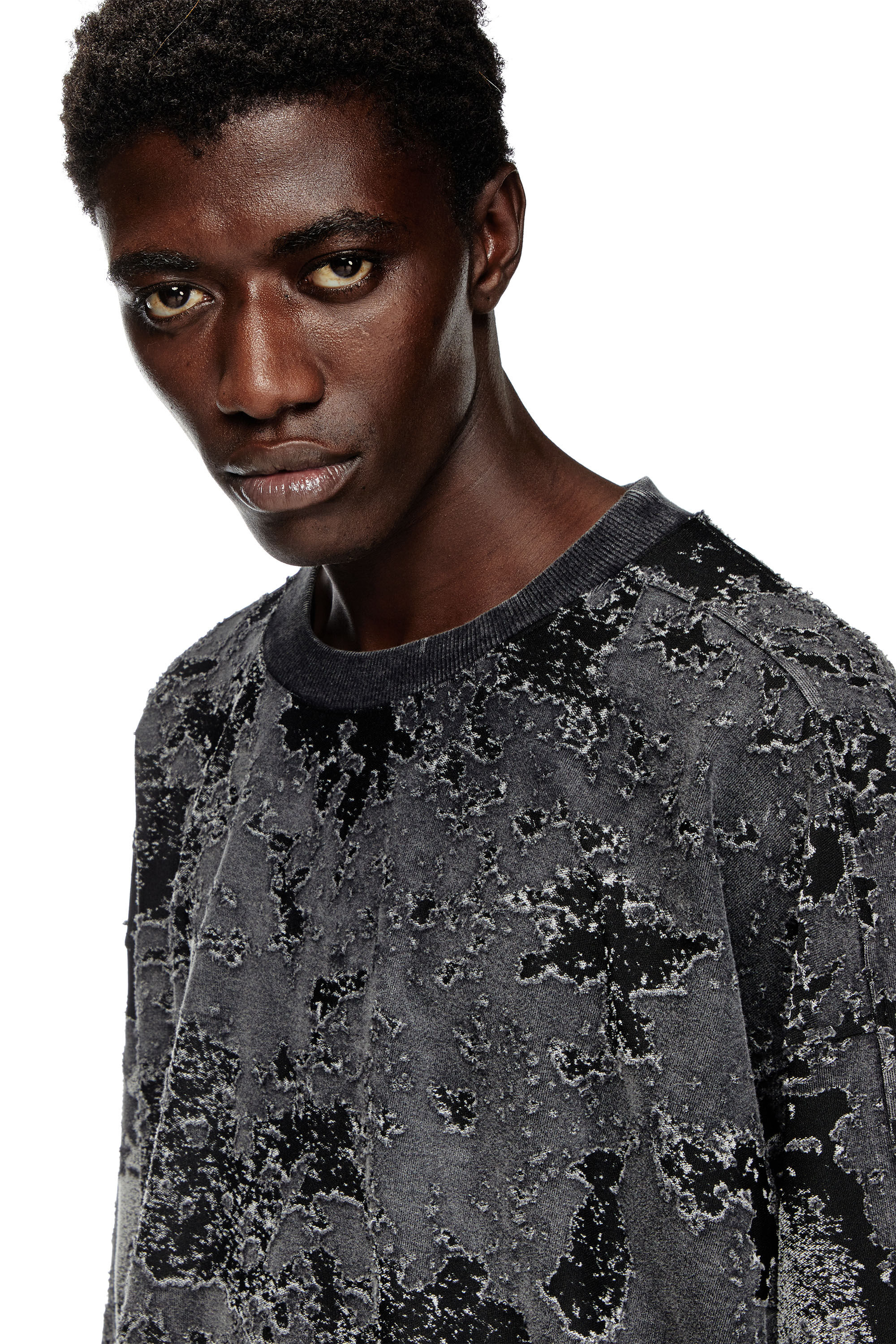 Diesel - S-ARISY, Male's Burnout sweatshirt with camo effect in ブラック - 4