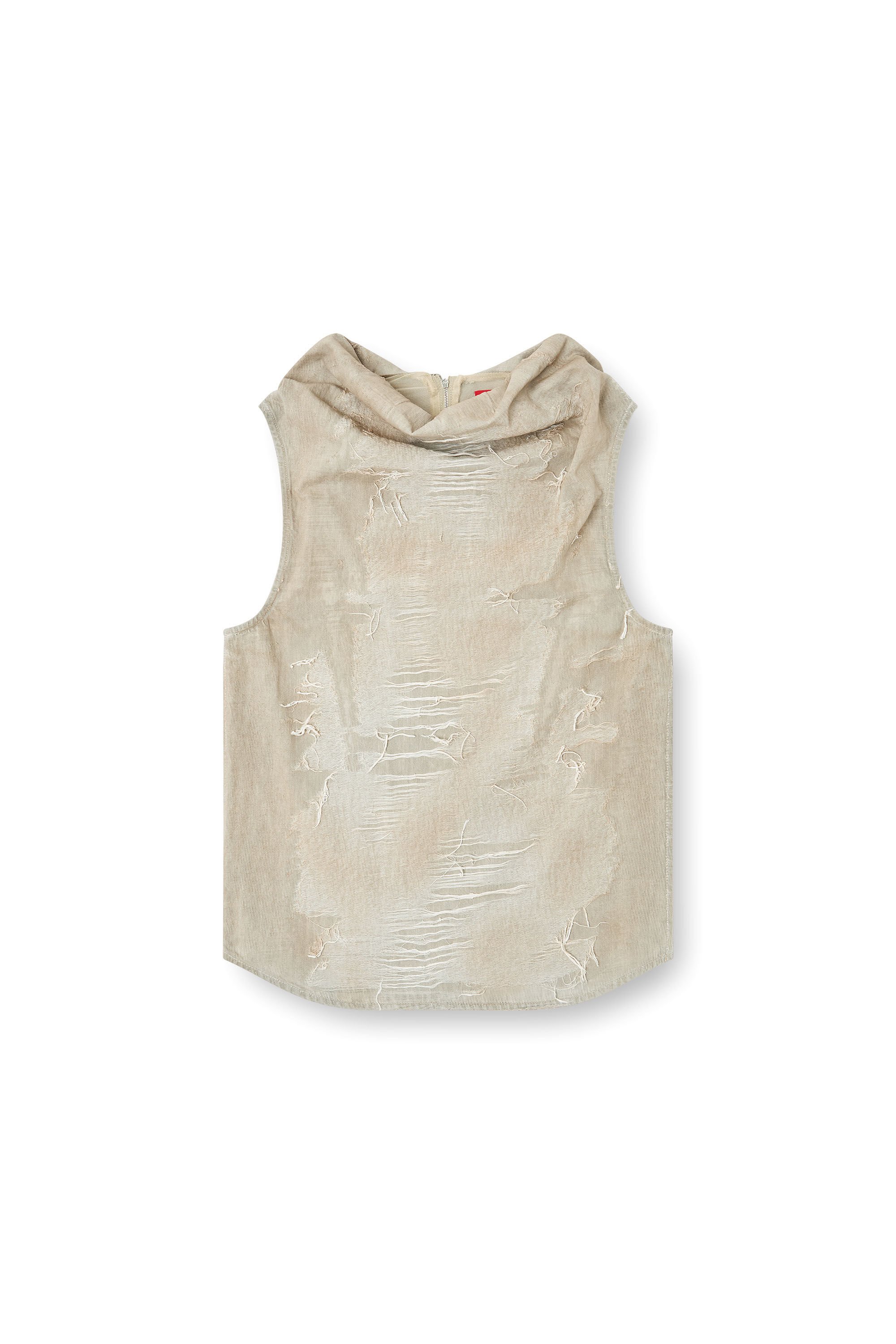 Diesel - D-TASTON-FSG, Male's Muscle Tee in micro-distressed jacquard denim in ライトグレー - 2