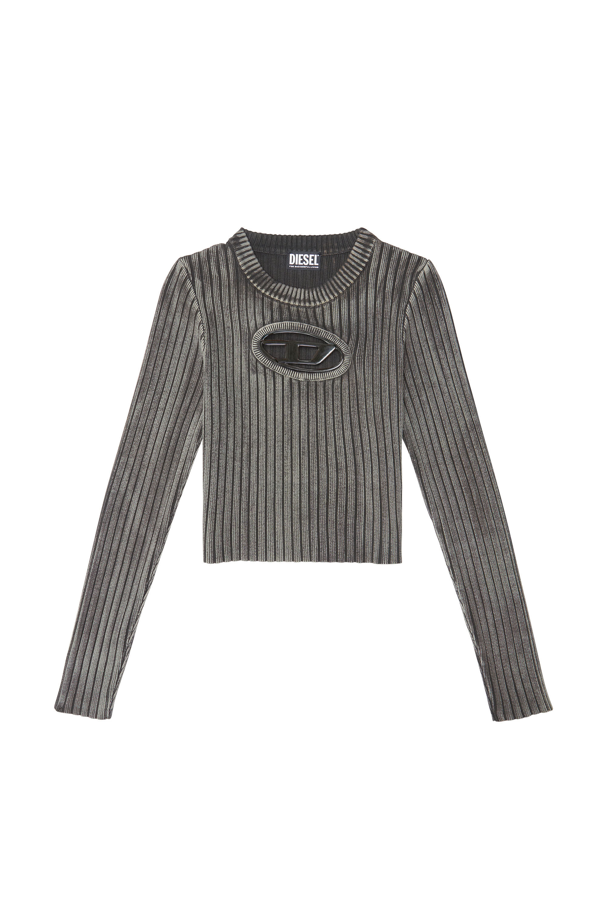 Diesel - M-ARJORY, Female's 長袖ニット トップス ロゴ in グレー - 2