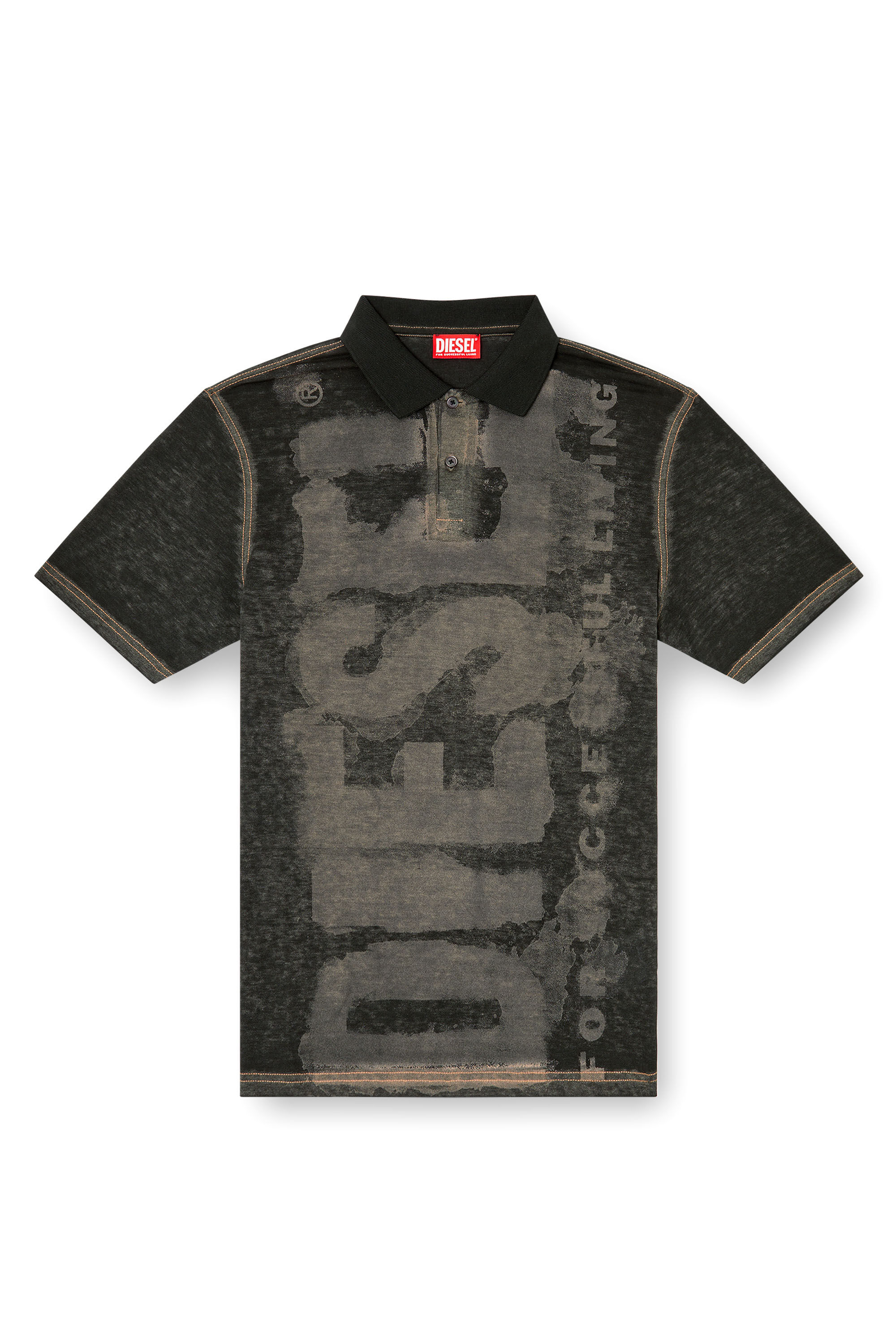 Diesel - T-REJUST-NC, Male's Polo shirt with water print logo in ブラック - 2