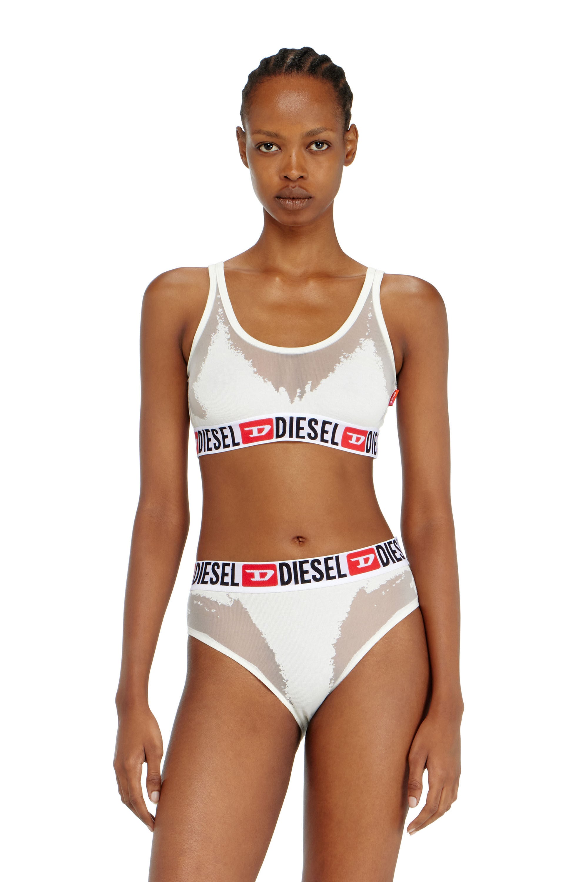 Diesel - PR-ORIBA-D-CORE, Female's Bralette with sheer devor&eacute; effect in ホワイト - 3