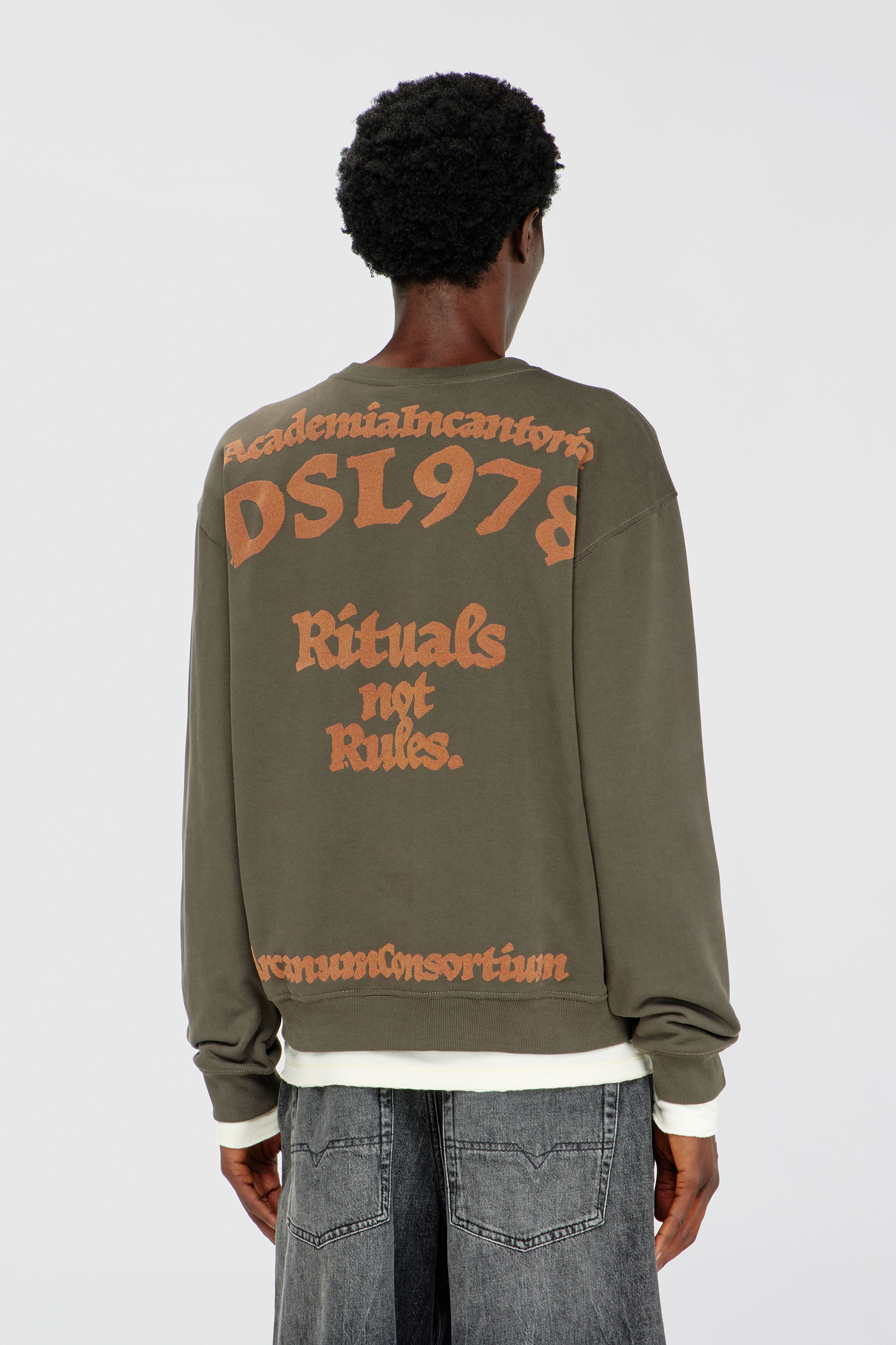 Diesel - S-NORM-AA4, Male's プルオーバースウェット in ミリタリーグリーン - 4