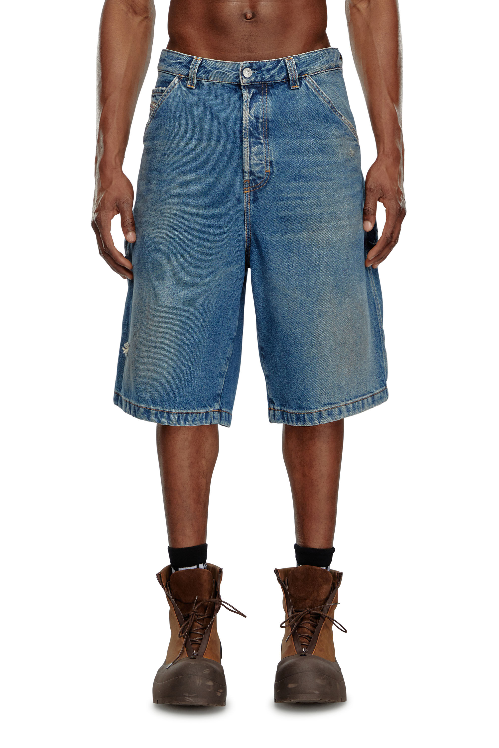 D-LIVERY-SHORT Denim utility shorts with dusty wash｜ブルー｜メンズ｜DIESEL