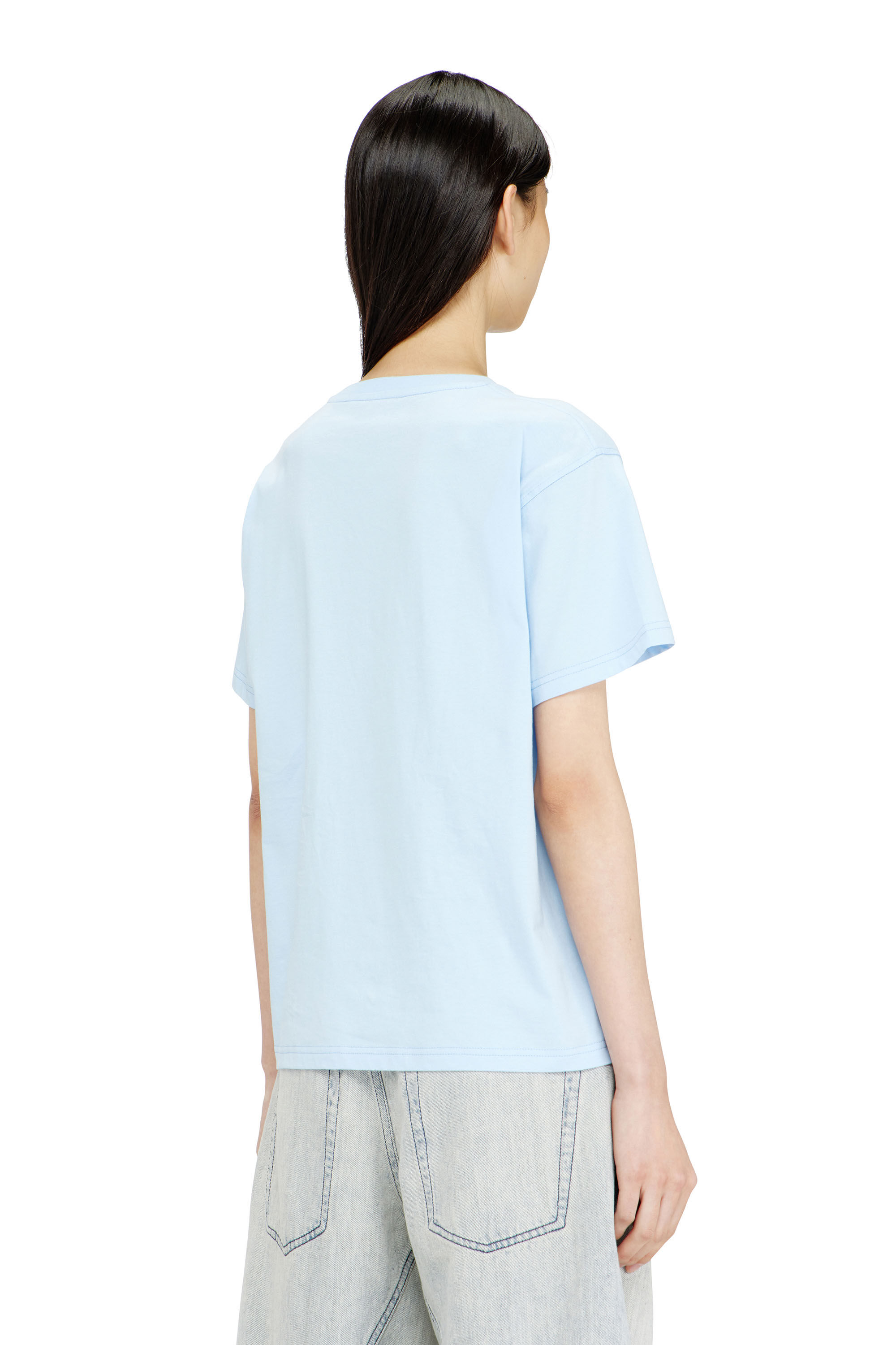 Diesel - T-NORMY-S6, Female's Organic cotton jersey t-shirt with crew neck and logo print in ライトブルー - 4