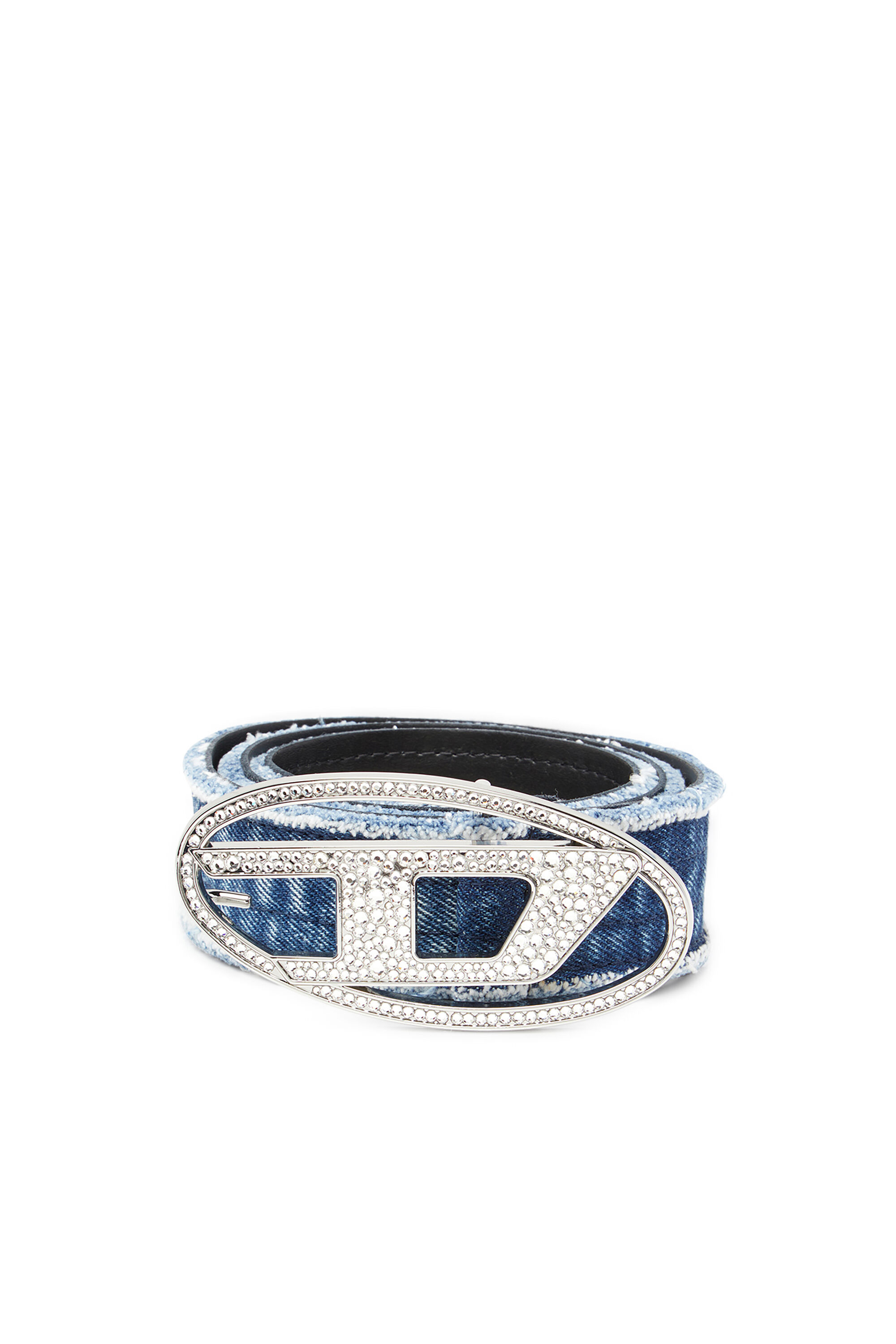 Diesel - B-1DR STRASS, Female's 3.9cm denim belt with rhinestone Oval D buckle in ブルー - 1