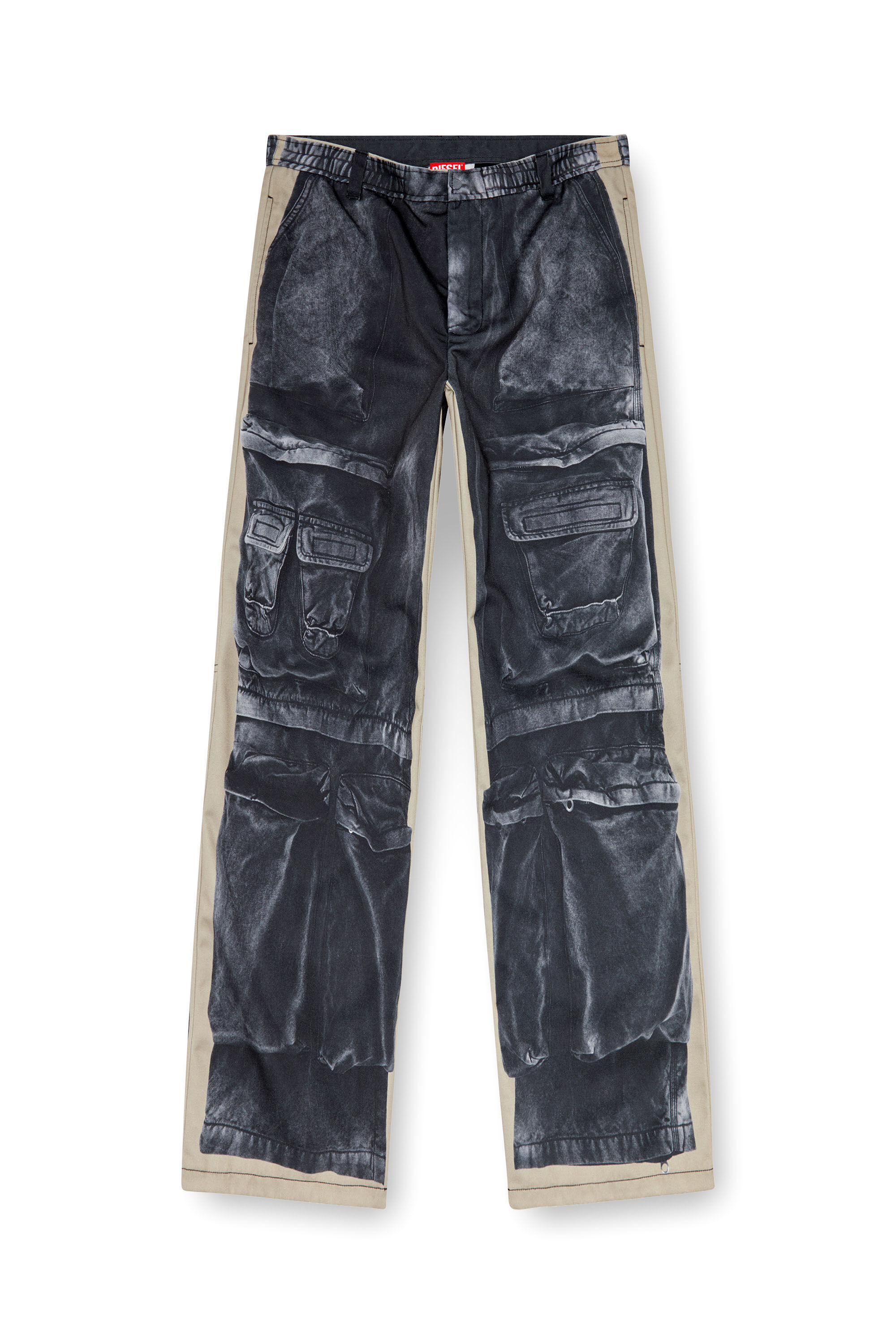 P-SCHULZ Twill trousers with cargo pant print｜ブラック｜メンズ 