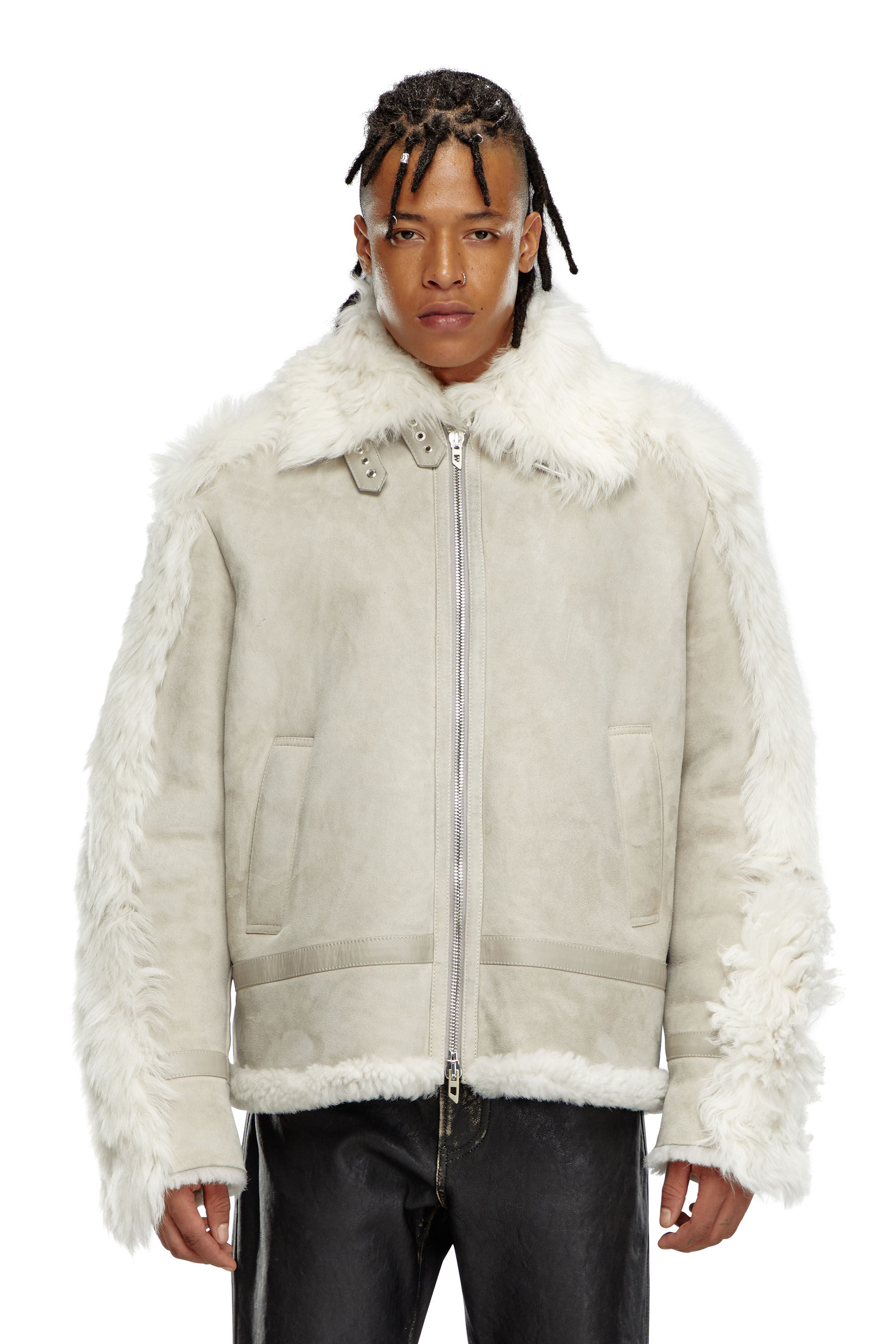 L-OMER Shearling jacket｜グレー｜メンズ｜DIESEL