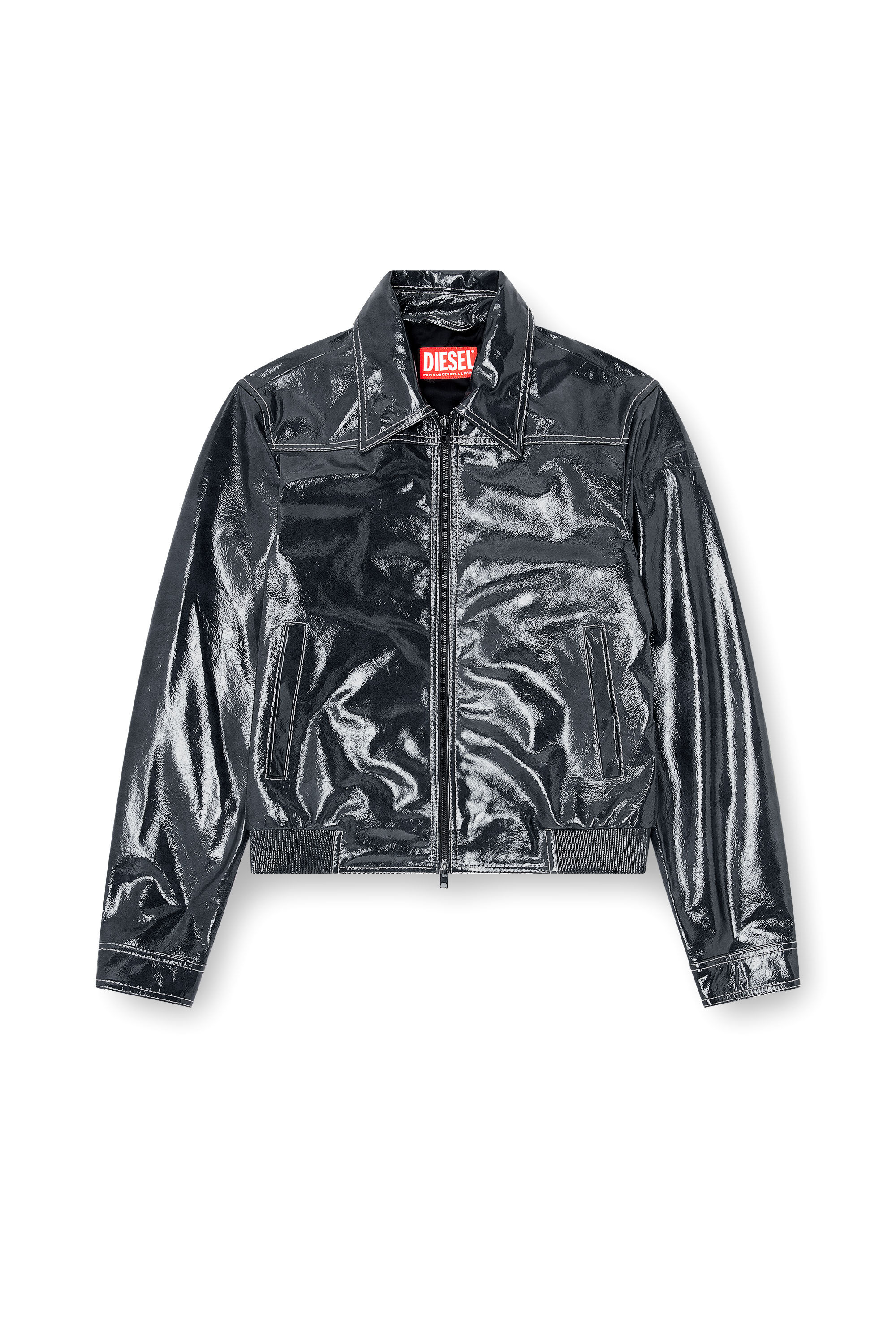 ディーゼル　グレー レザー ジャケット サイズ48 L-ADDI レザージャケット｜グレー｜メンズ｜DIESEL