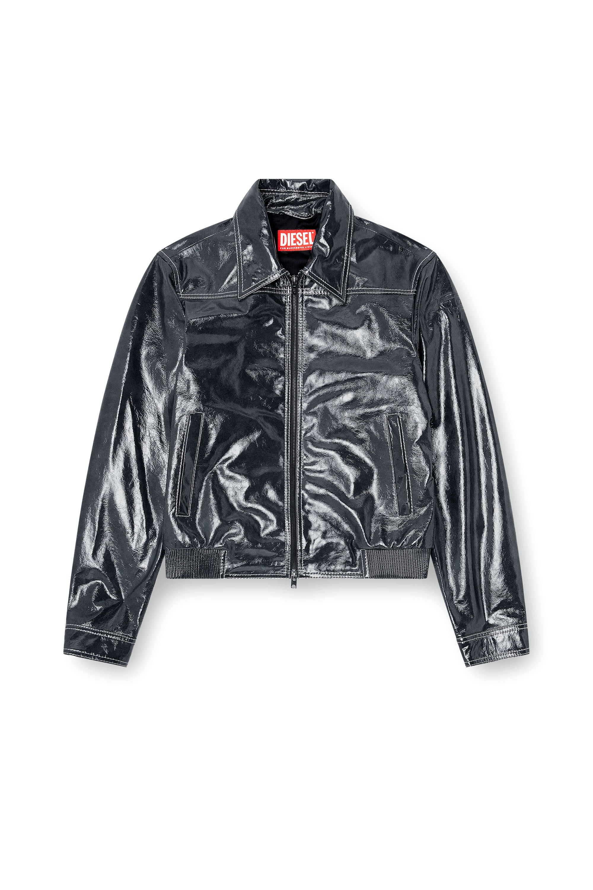 Diesel - L-ADDI, Male's レザージャケット in ダークグレー - 2