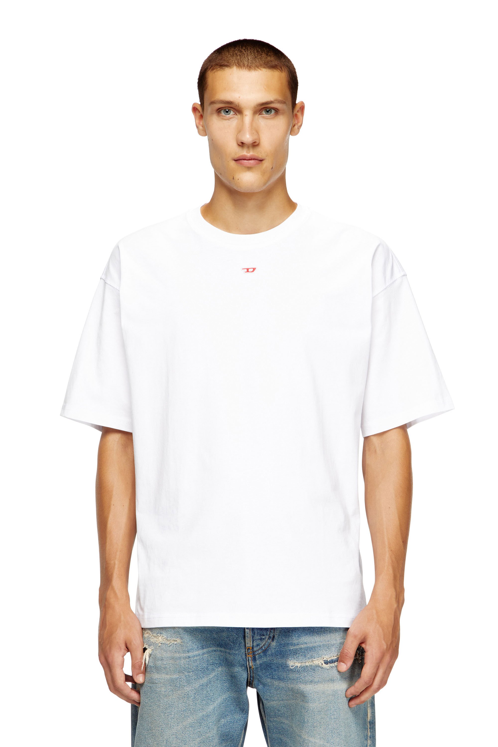 Diesel - T-BOXT-D, Unisex's T-shirt with embroidered D patch in ホワイト - 3