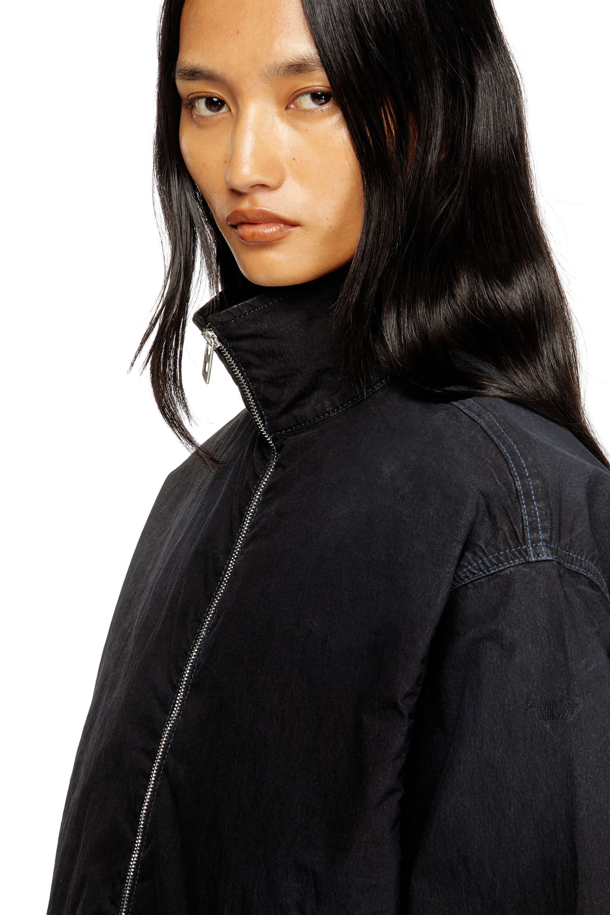 Diesel - DE-SANDERZ JOGG, Female's High-neck technical JoggJeans jacket in ブラック - 4