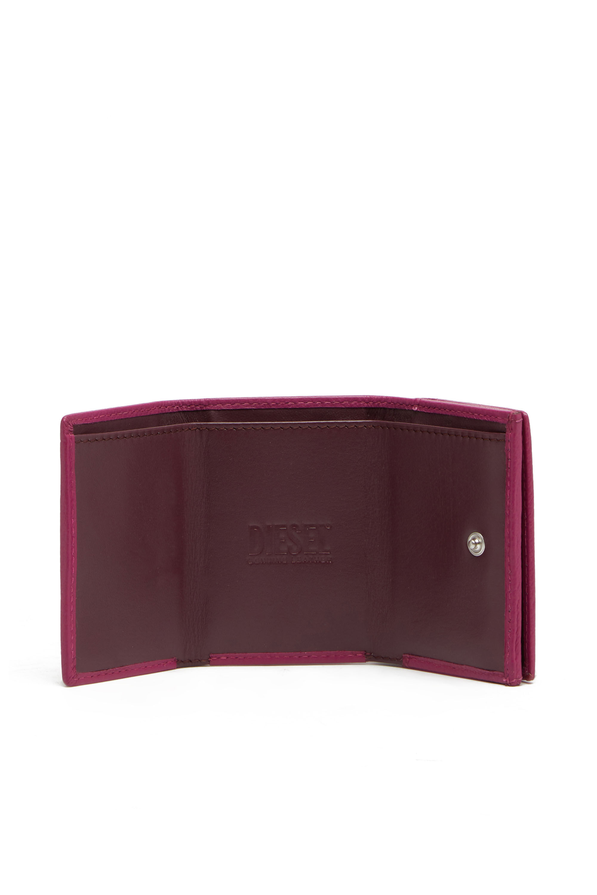 Diesel - TRI-FOLD COIN XS, Female's カウレザー 三つ折りコインウォレット in ピンク / ホワイト - 3