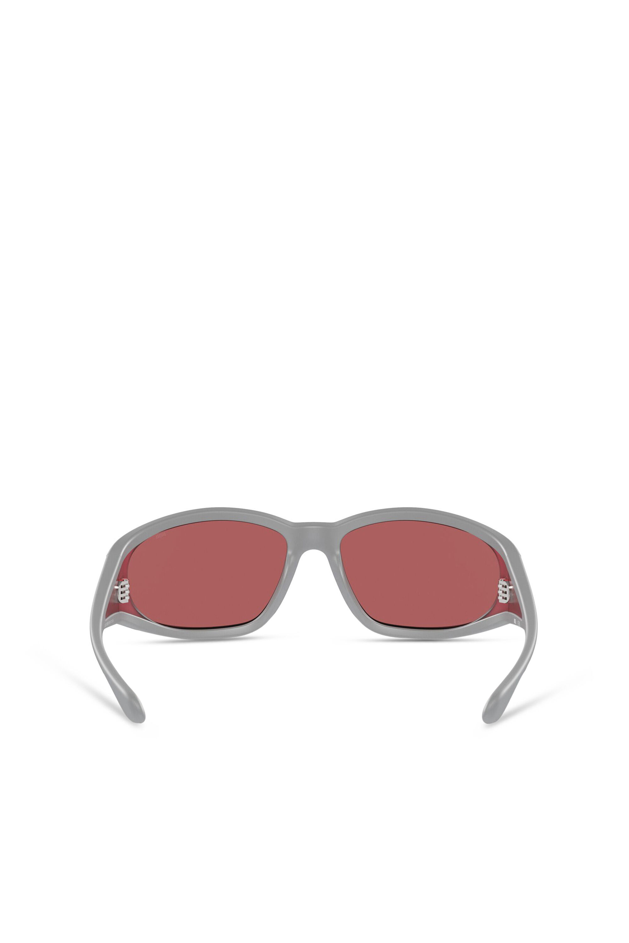 Diesel - 0DL3002, Unisex's Rectangular sunglasses in acetate in グレー/レッド - 3
