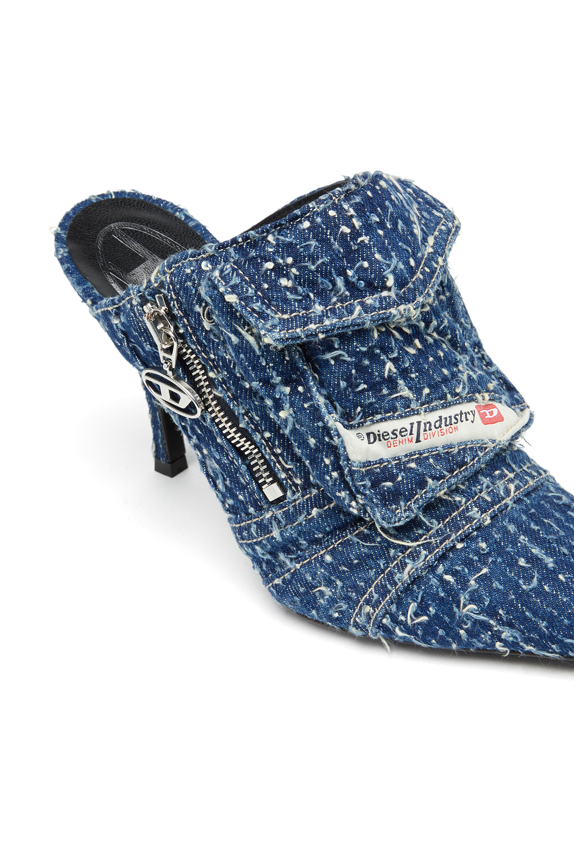 D-VENUS POCKET ML D-Venus-Heeled mules in bouclé denim｜ブルー｜ウィメンズ｜DIESEL