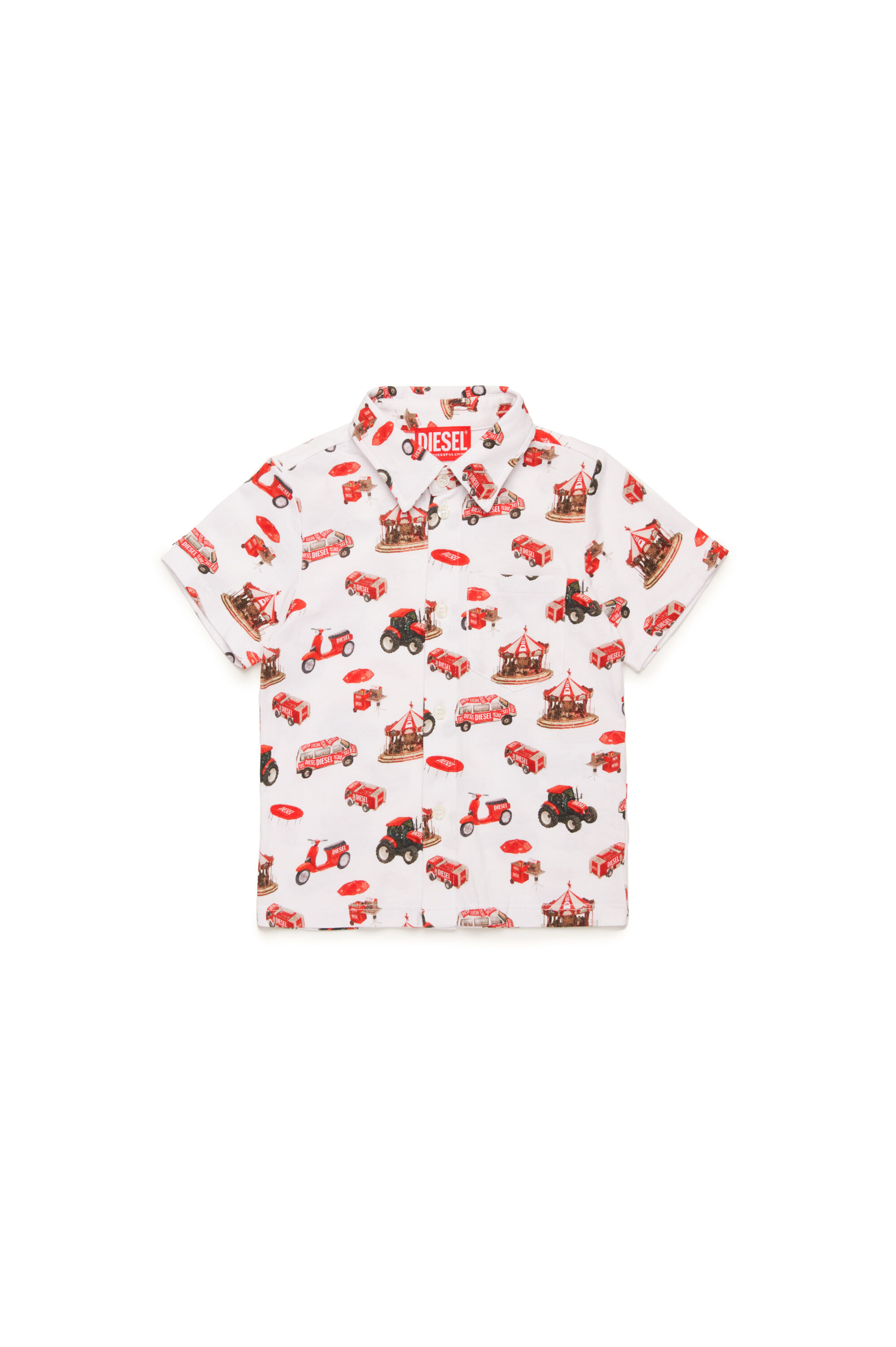 Diesel - MCALLEB, Male's Cotton shirt with vehicle print in マルチカラー/ホワイト - 1