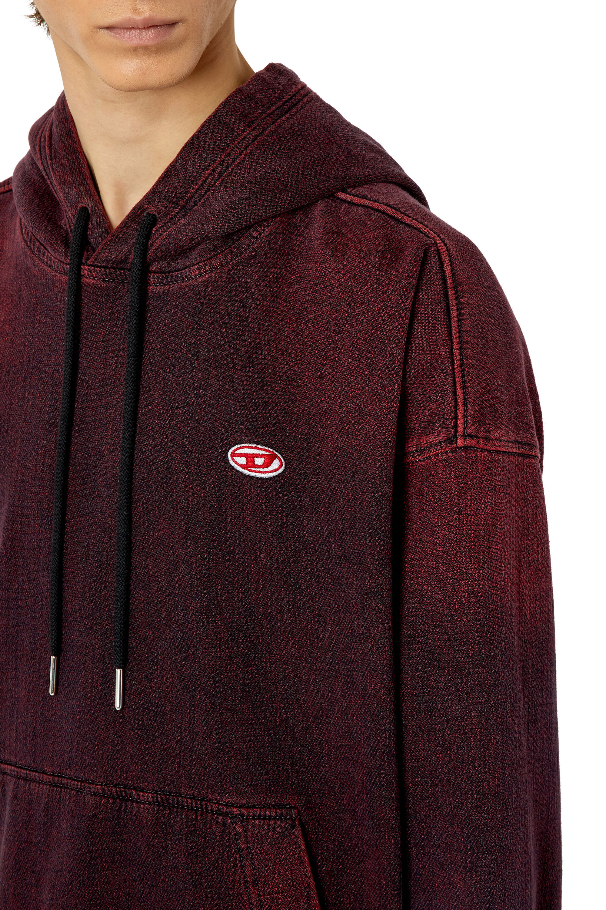 Diesel - CL-D-UM-RIB-NE, Male's Track Denim hoodie in バーガンディー - 4