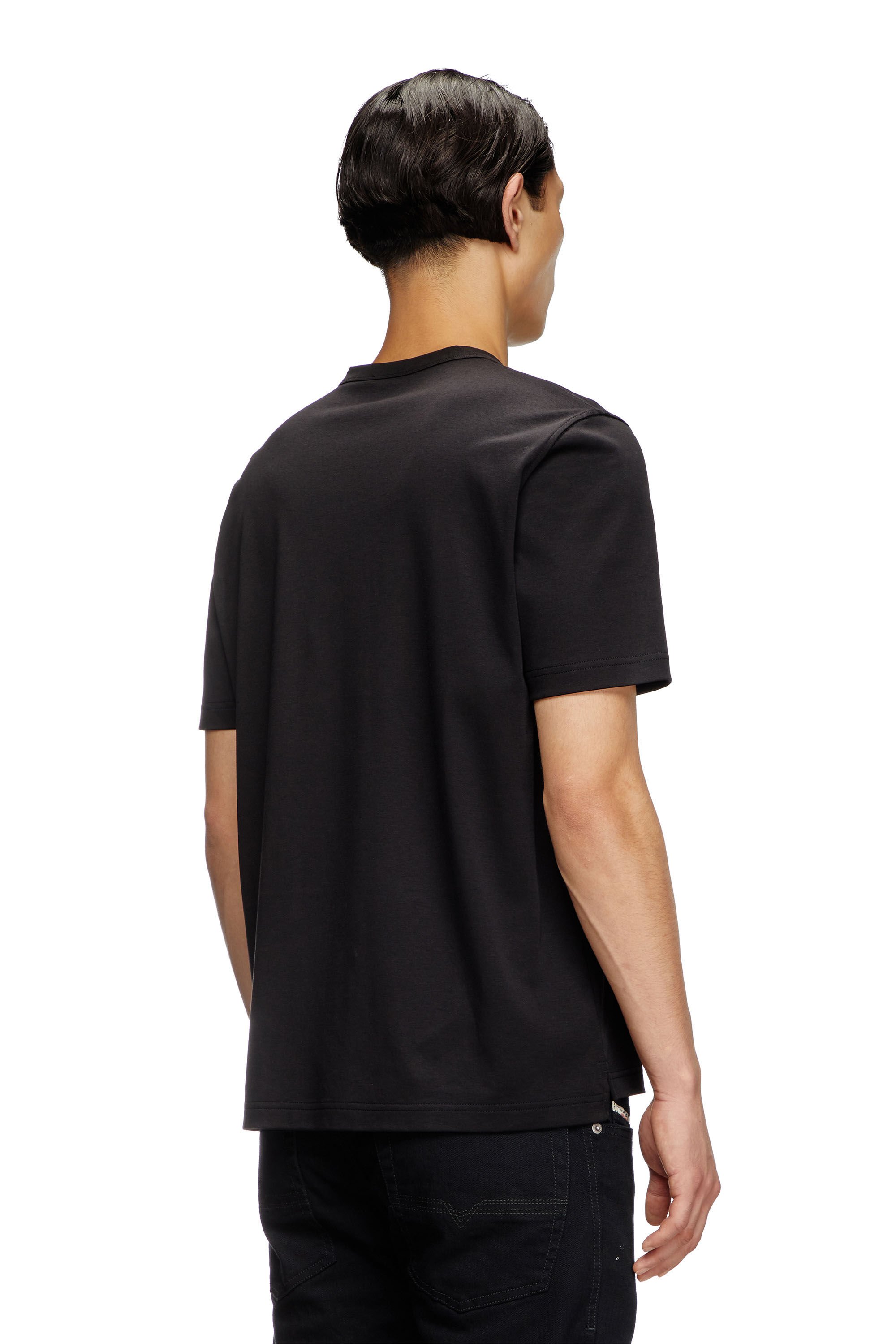 Diesel - T-ADJUST-SLITS-R17, Male's T-shirt with tonal logo embroidery in ブラック - 5