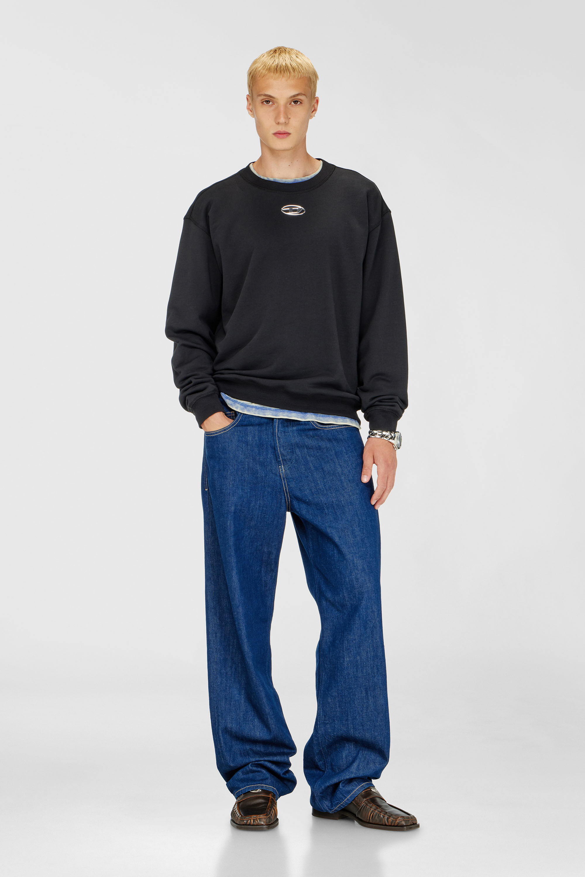 S-NORM-IOD プルオーバースウェット｜ブラック｜メンズ｜DIESEL