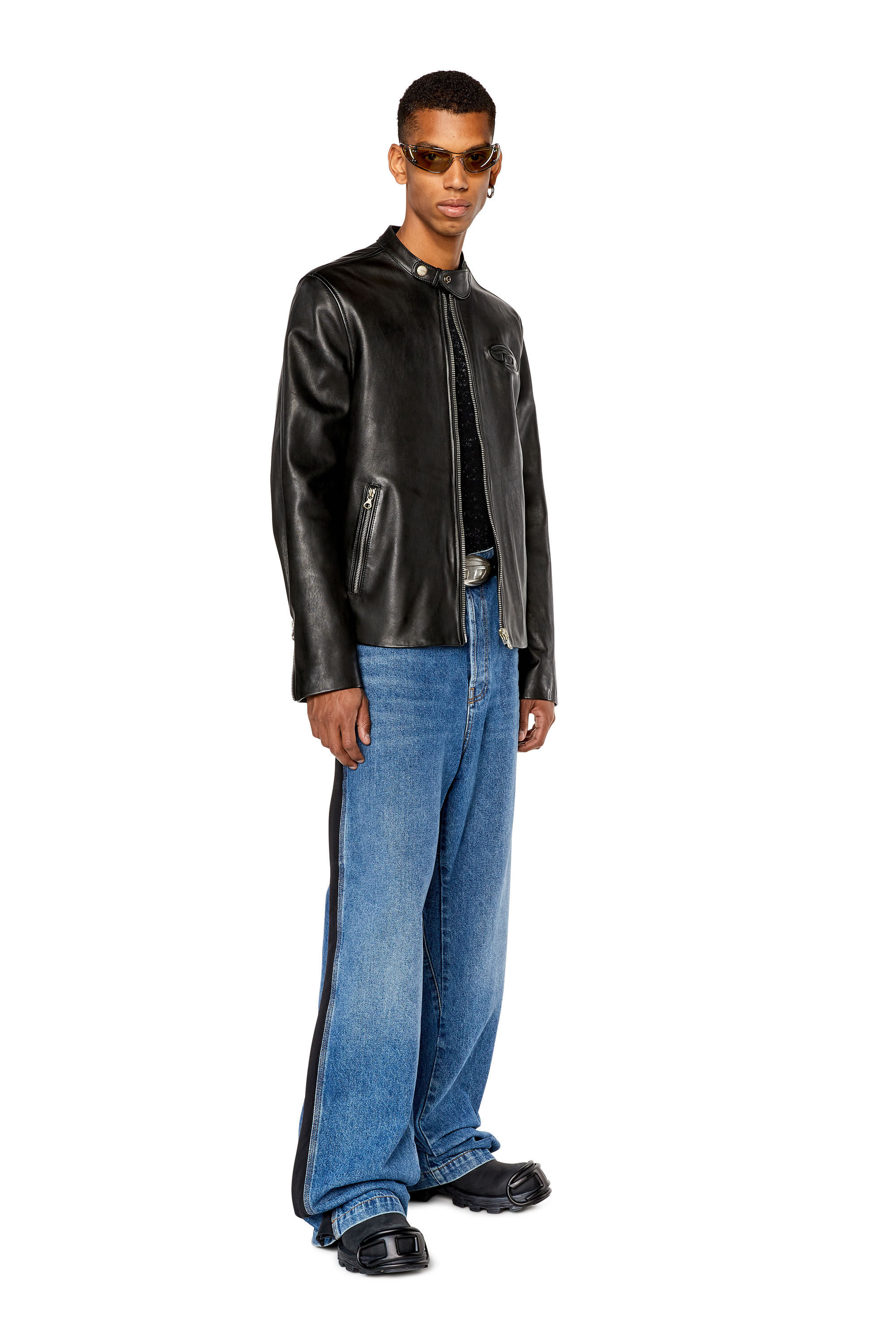Diesel - L-METALO, Male's レザージャケットシングルライダース in ブラック - 1