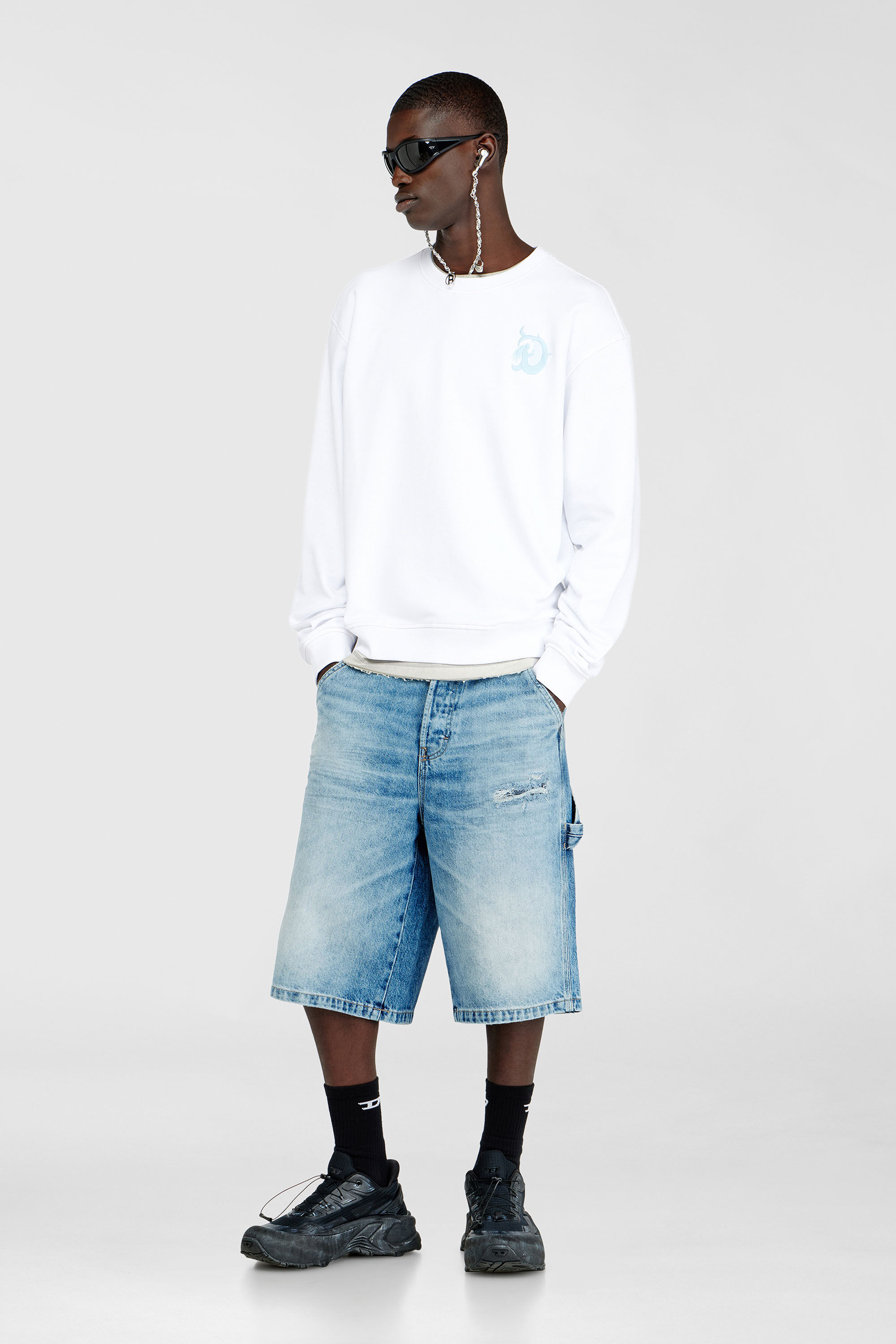 Diesel - S-NORM-AA4, Male's プルオーバースウェット in ホワイト - 1