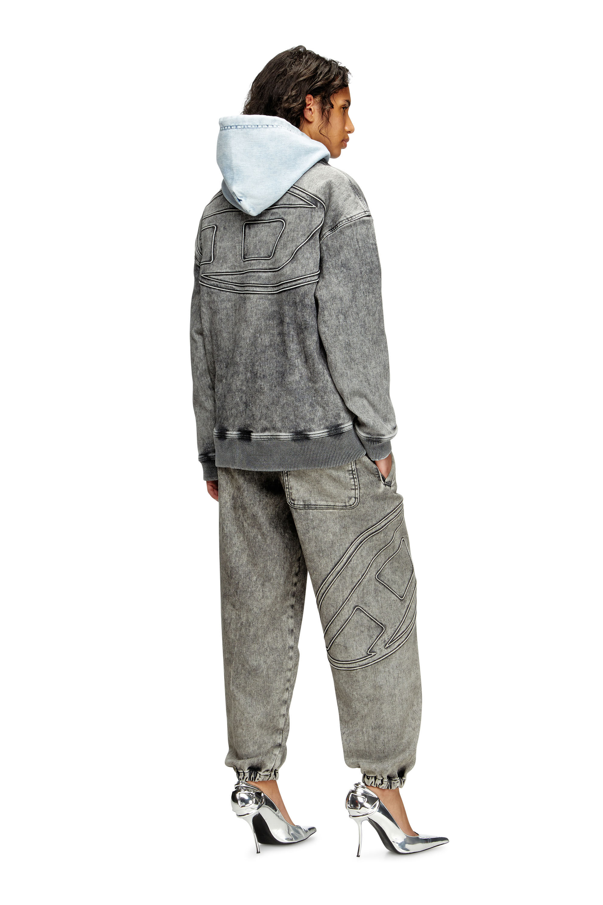 Diesel - D-CARLY-S TRACK, Unisex's Track Denim zip-up sweater with Oval D in ダークグレー - 7