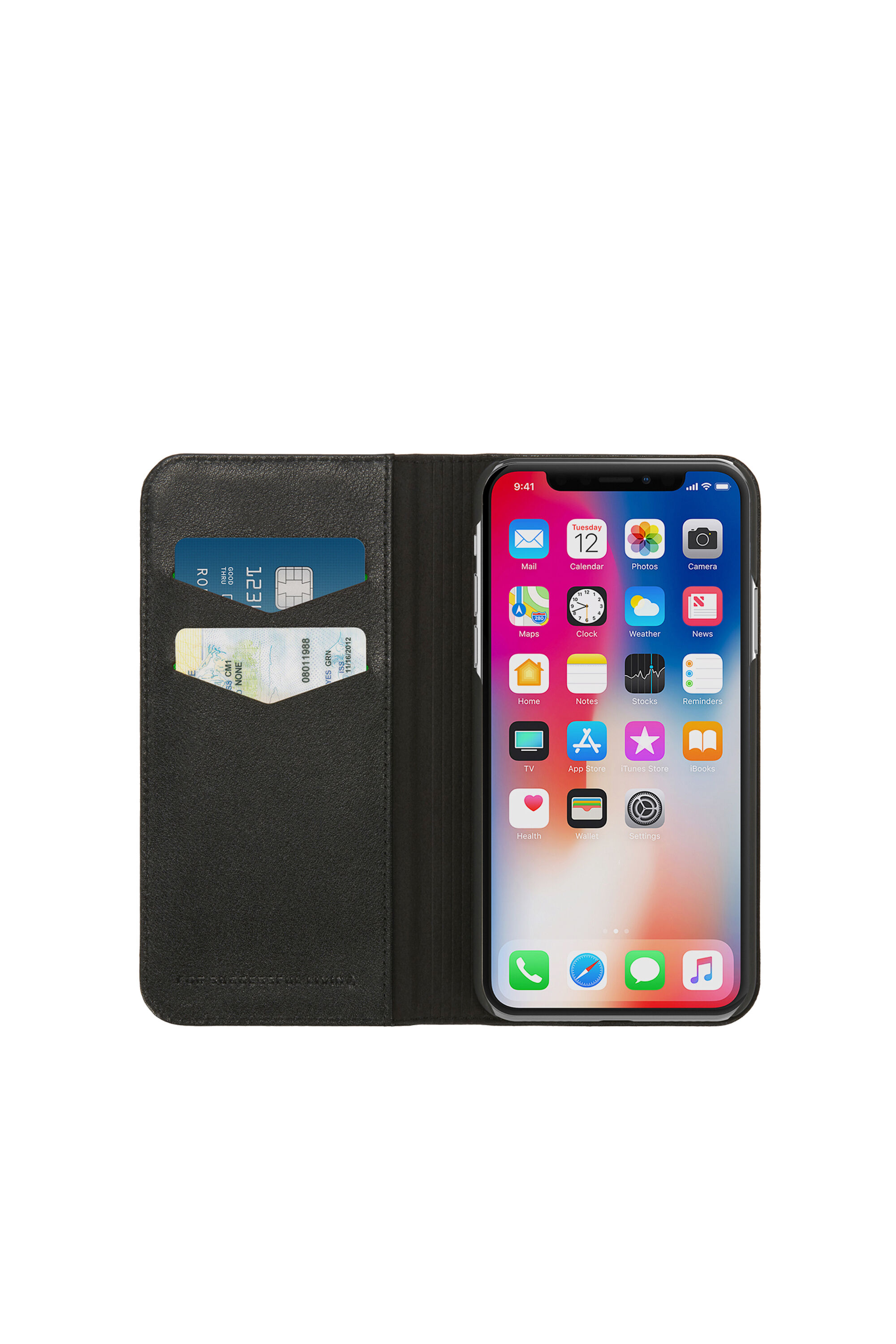 Diesel - SLIM LEATHER FOLIO IPHONE X, ブラック - Image 4