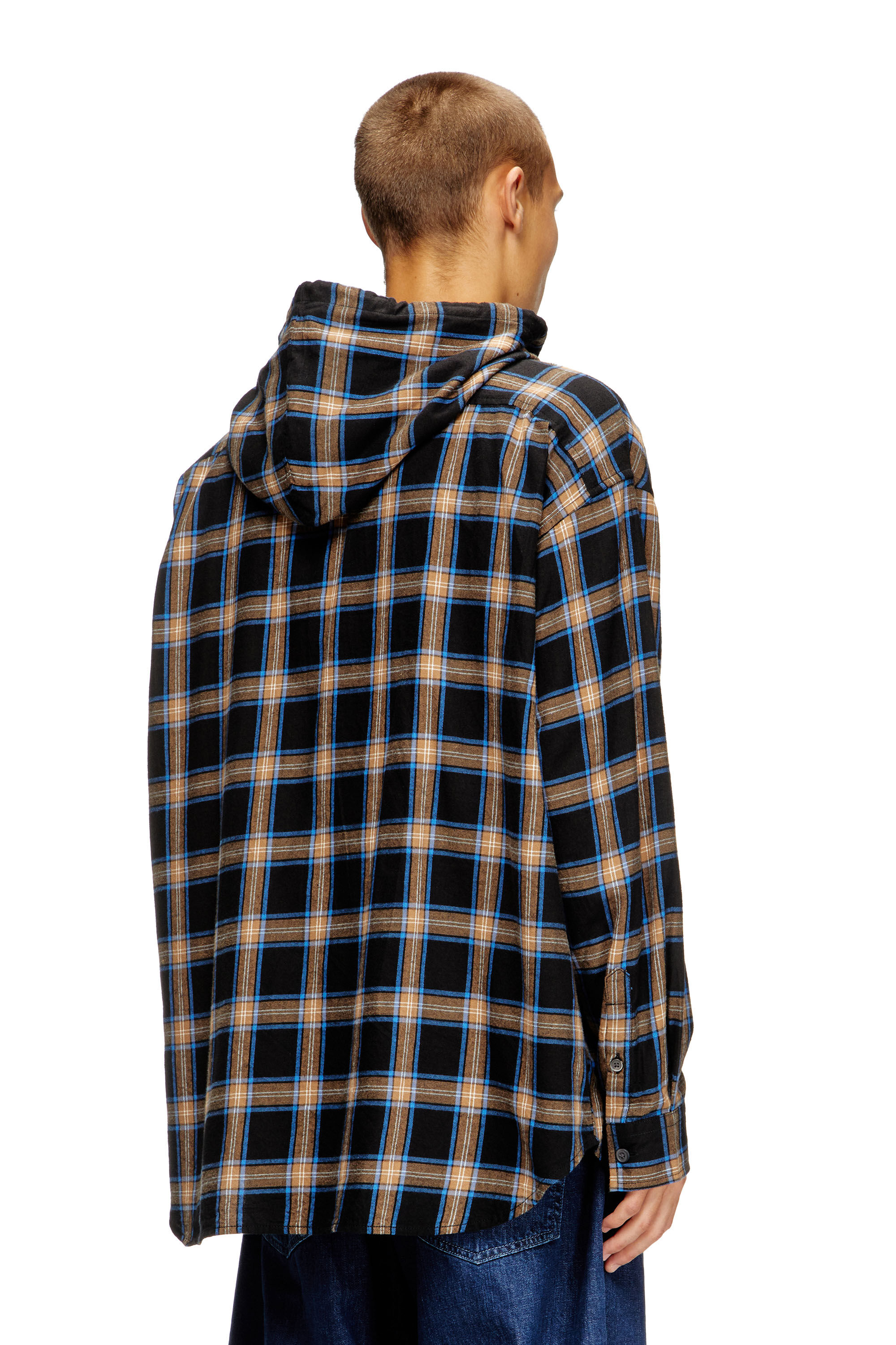 Diesel - S-DEWNY-HOOD-AJFI, Male's フード付きシャツ in ブラック/ブルー - 4