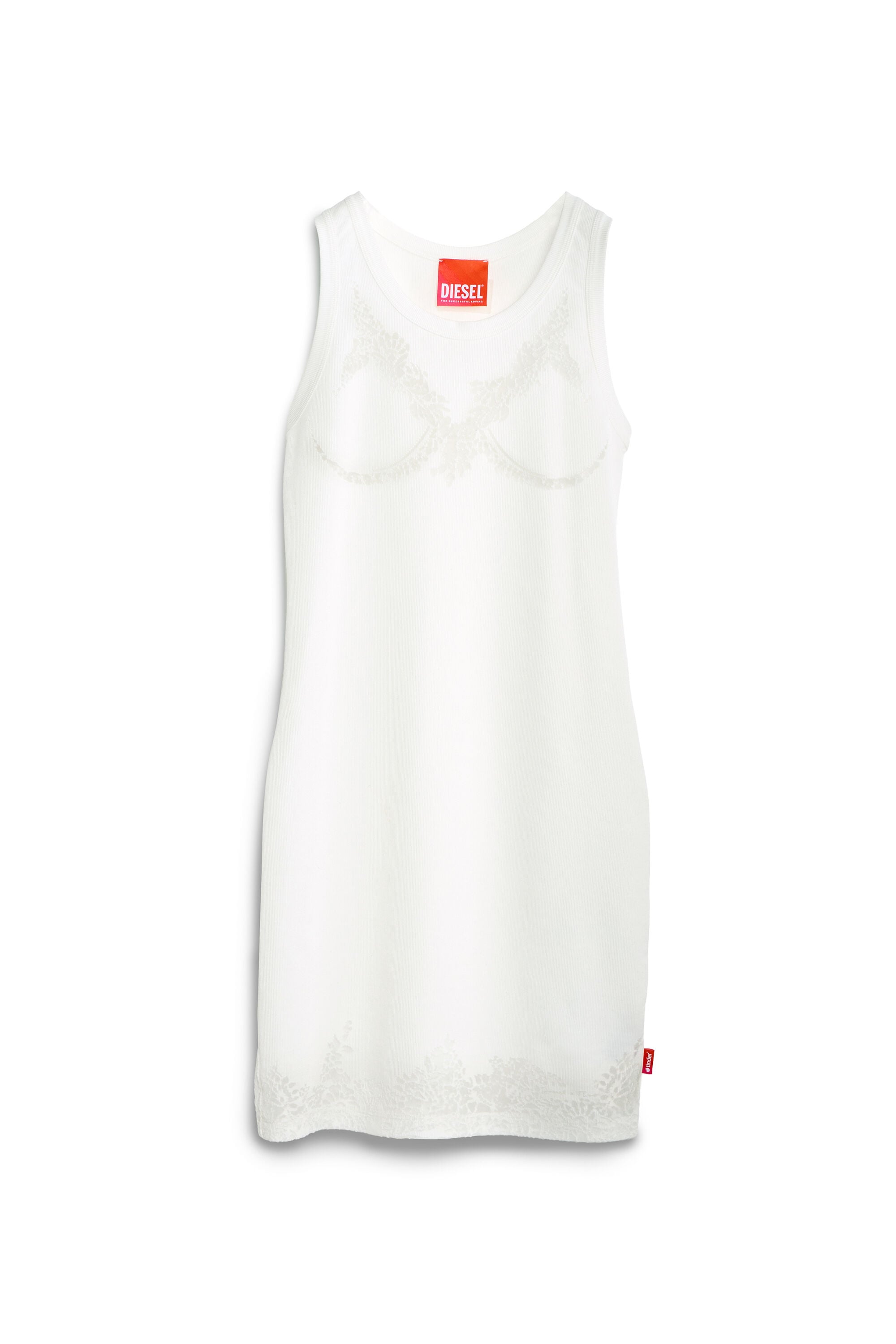 Diesel - PR-D-ANKI-LACE-R, Female's Mini tank dress with devor&eacute; lace effect in ホワイト - 2