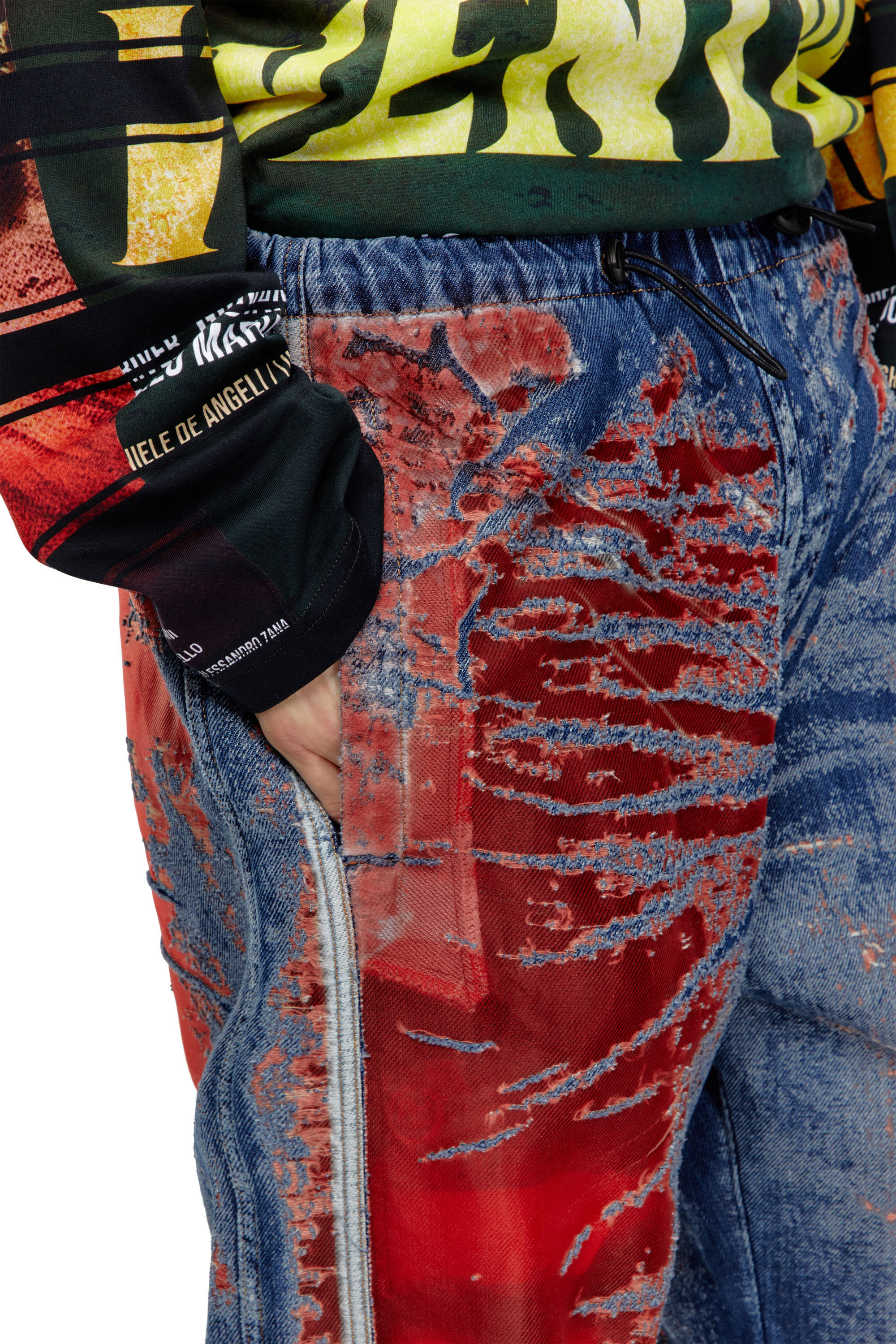 Diesel - Male's Relaxed Jeans D-Martial 068MI, ブルー/レッド - 5