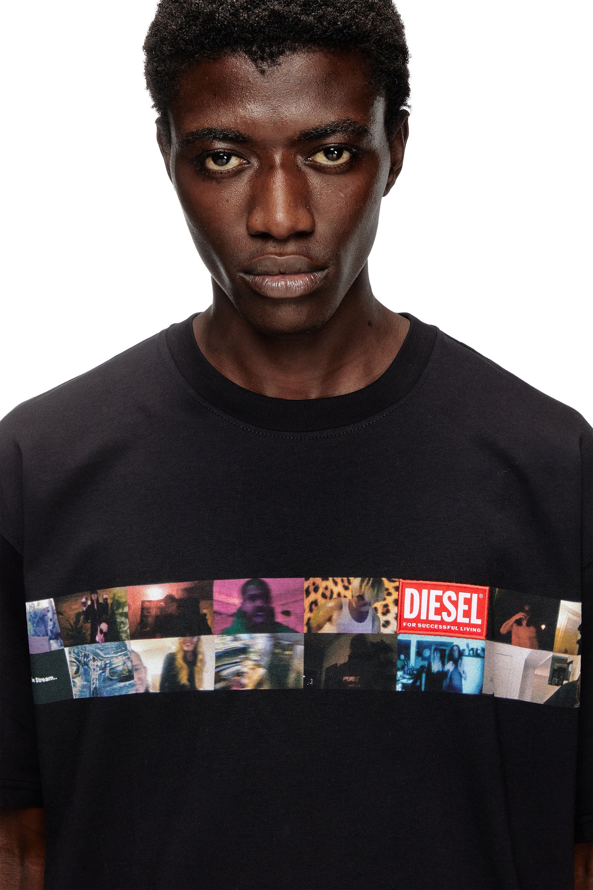 Diesel - T-BOXTY, Male's T-shirt with Livestream print in ブラック - 4