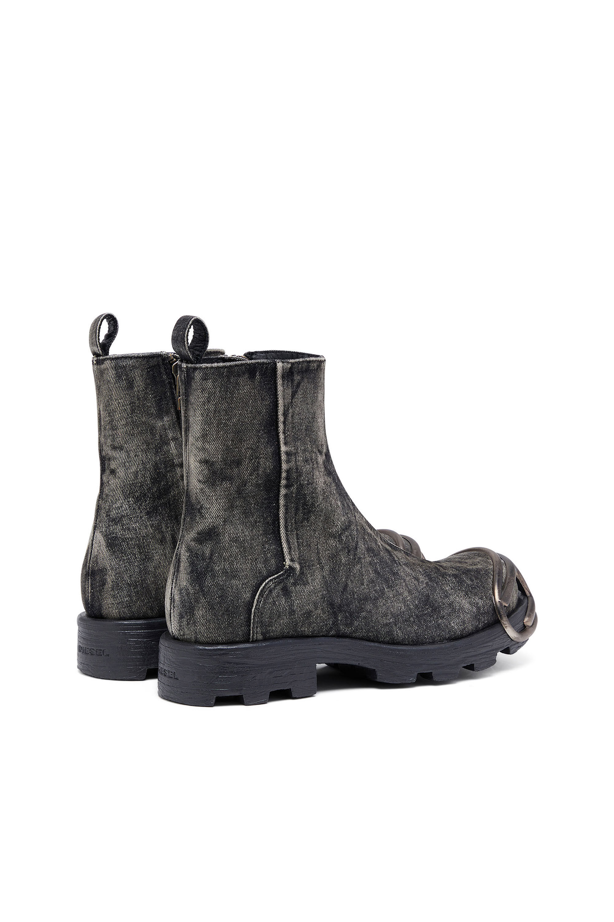 Diesel - D-HAMMER BT ZIP D, Male's D-Hammer-Denim Chelsea boots with Oval D toe caps in ブラック - 3