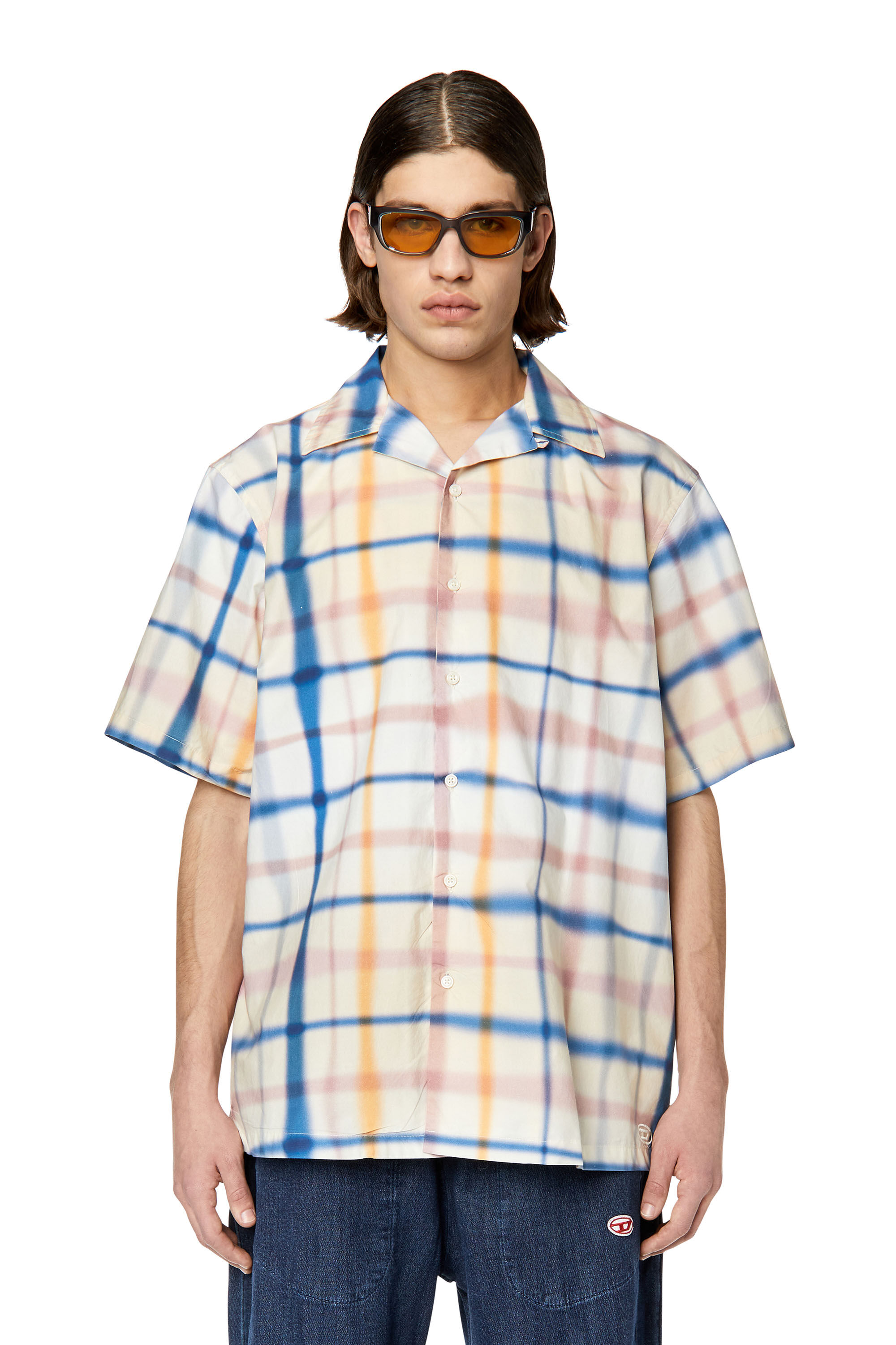 Diesel - S-FRANK-CHECK, Male's シャツ チェック in ブルー/ホワイト - 3