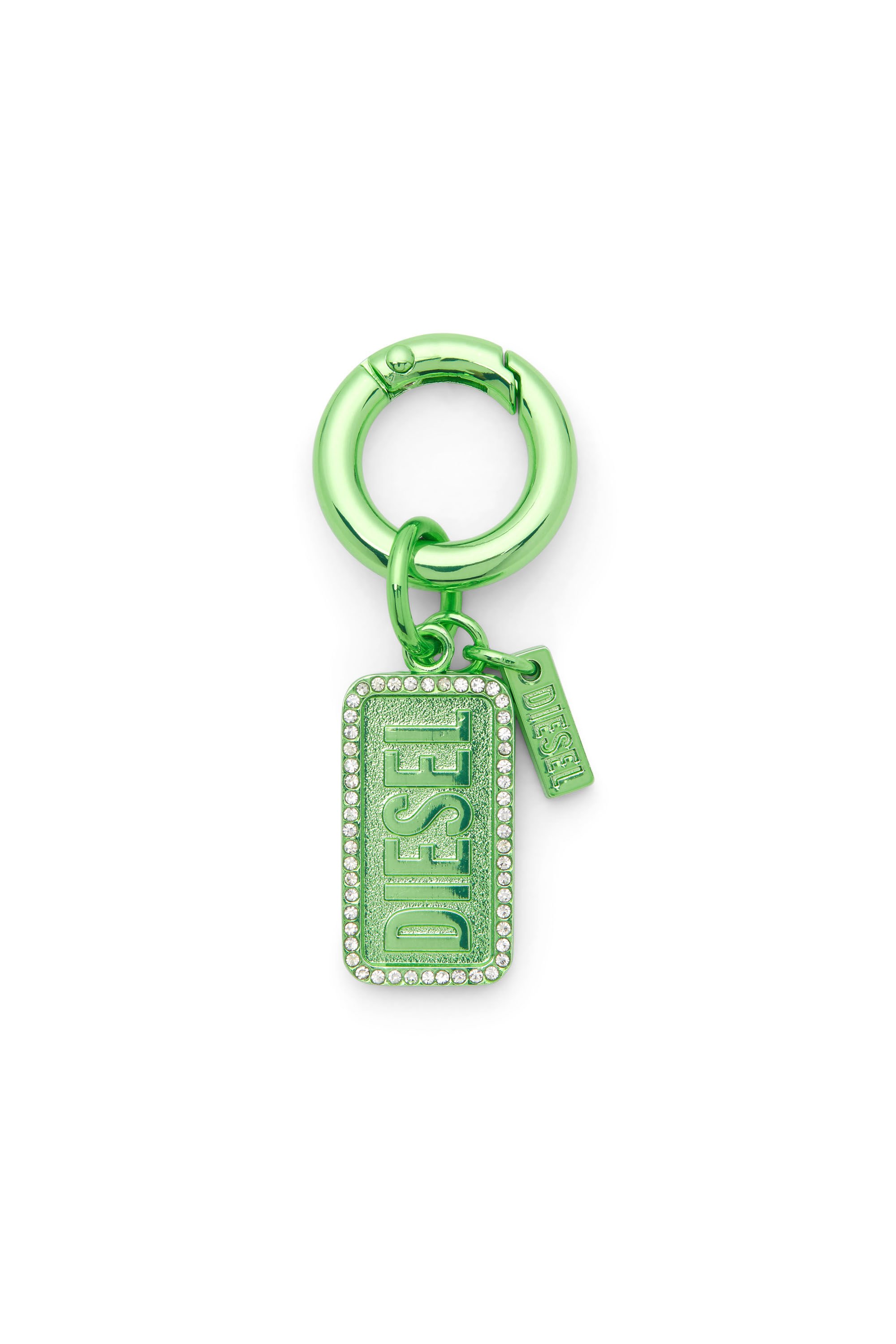 Diesel - CHARM-DIESEL, Unisex's Metal keyring with Diesel logo and rhinestones in グリーン - 1