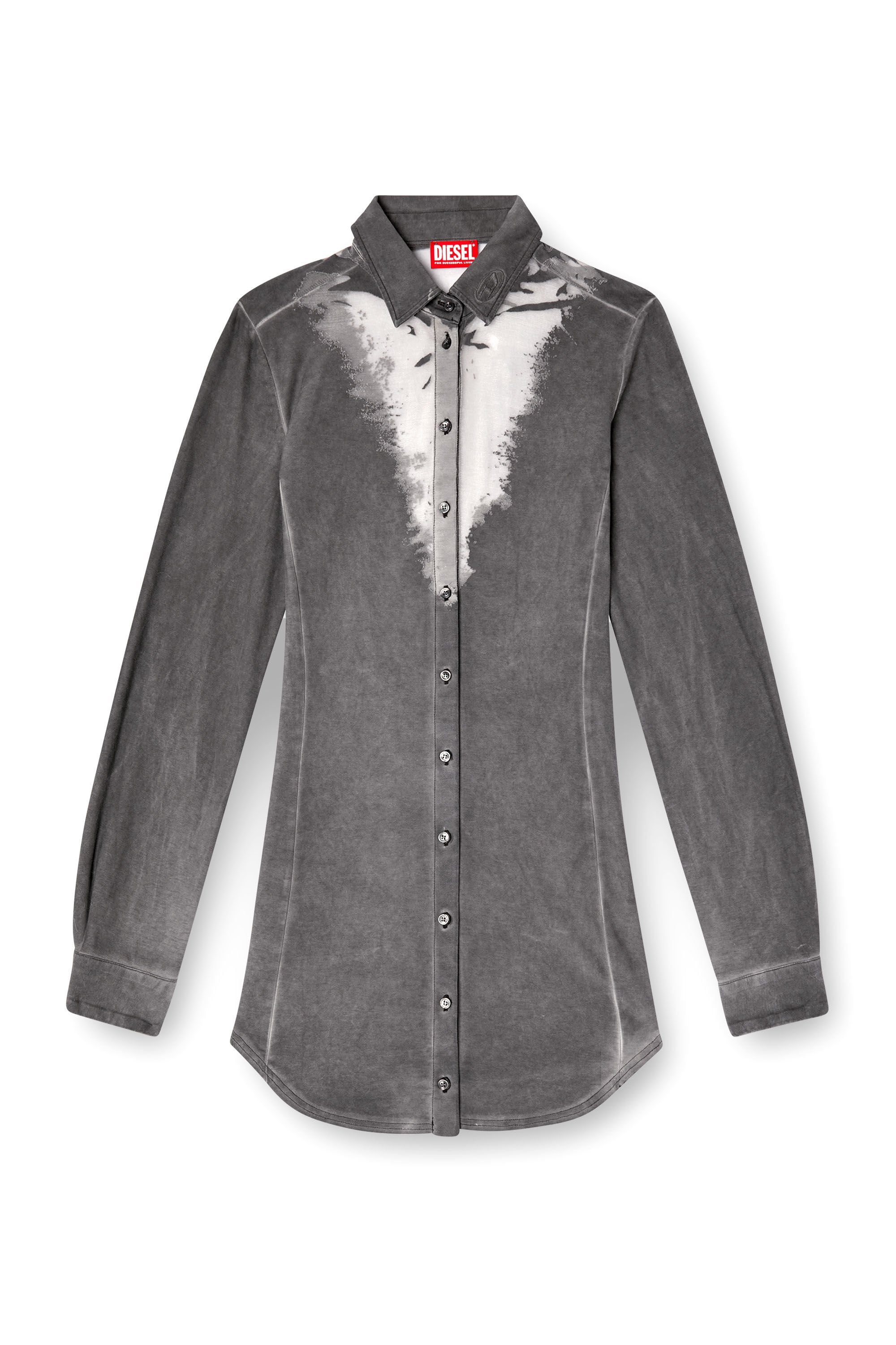 Diesel - D-GISELD-P1, Female's Shirt dress with devoré sweat stains in グレー - 2