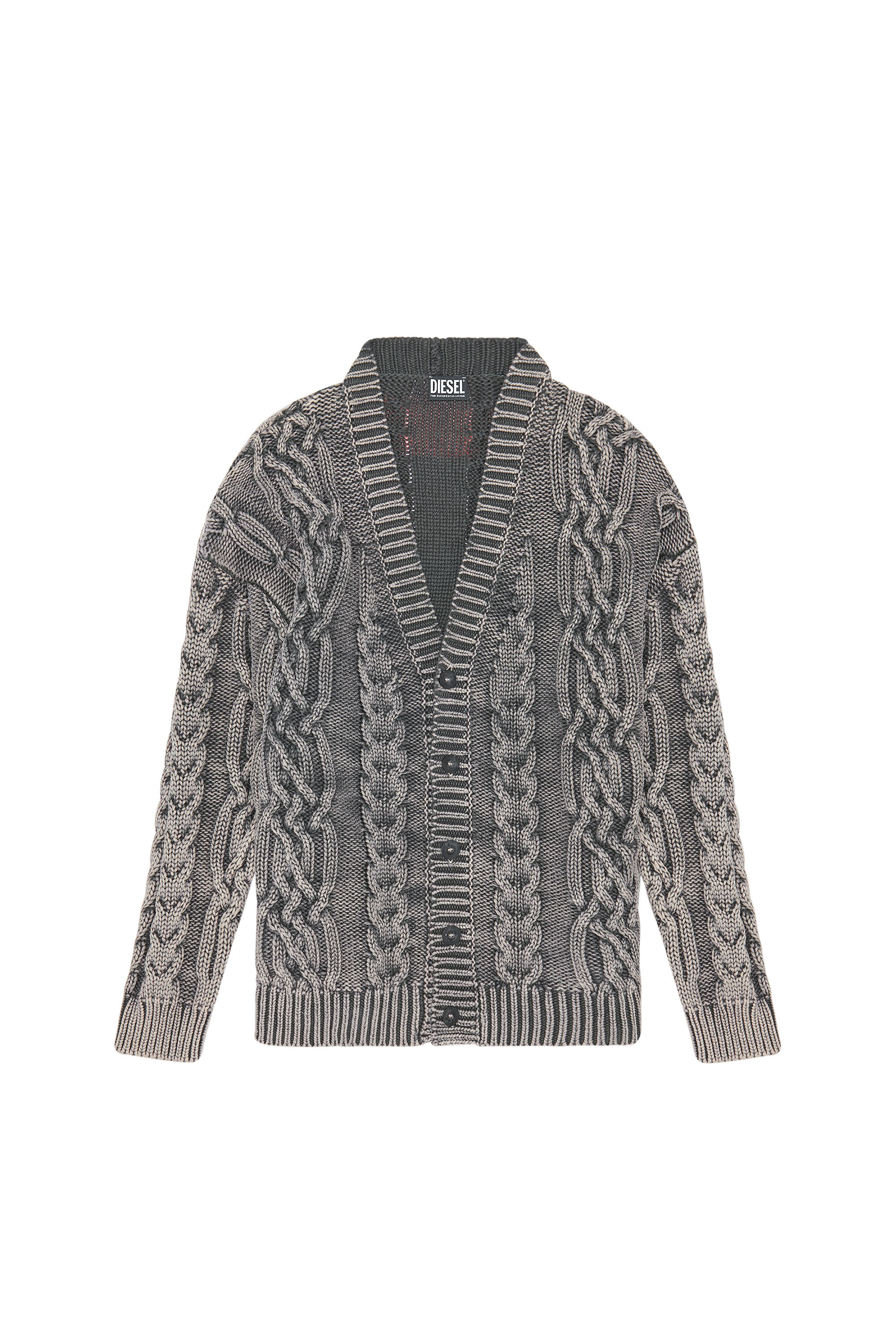 Diesel - K-ELINDO, Male's ニット カーディガン ケーブルニット in グレー - 2