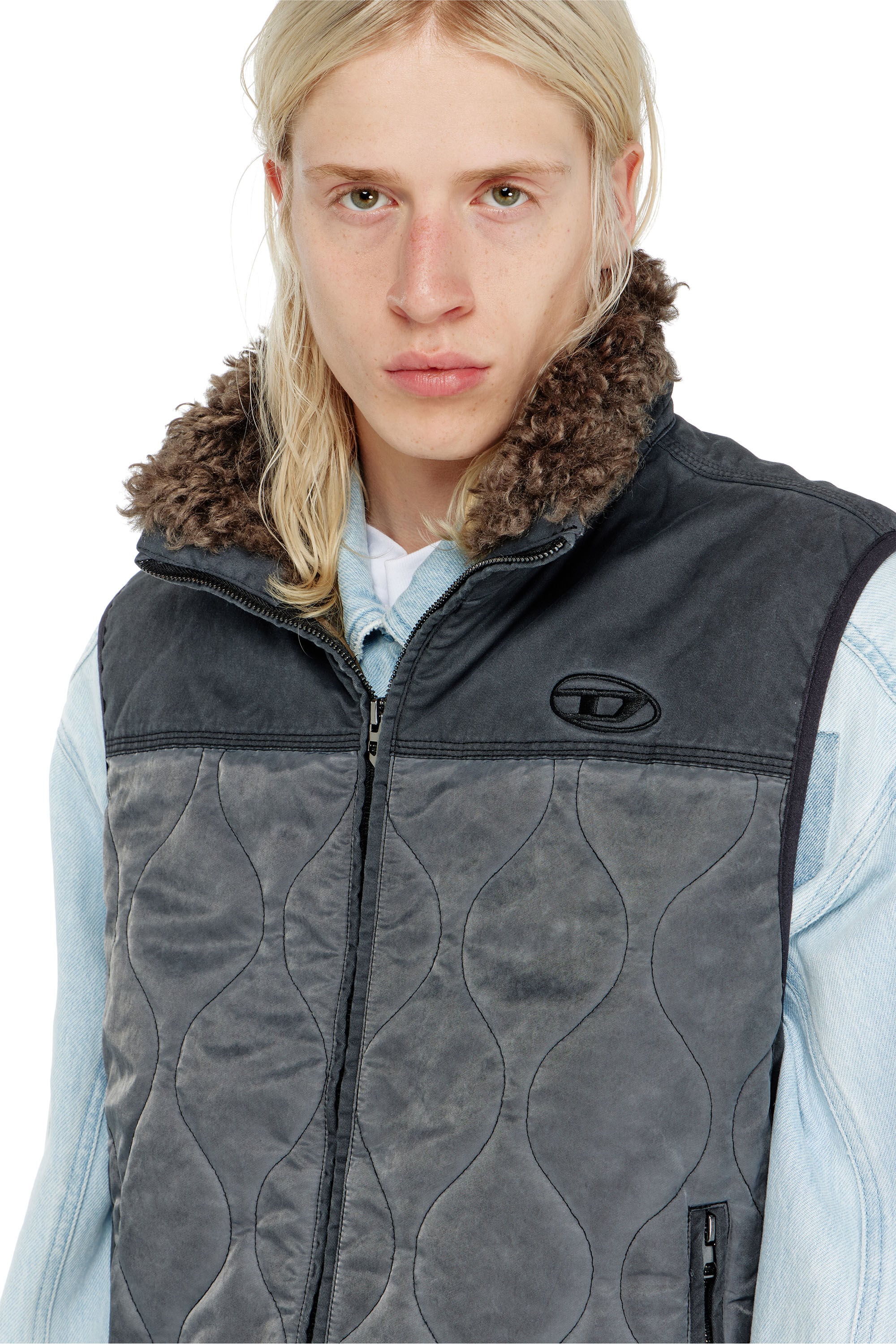 Diesel - J-ALVAR, Male's ジップアップベスト in ダークグレー - 4