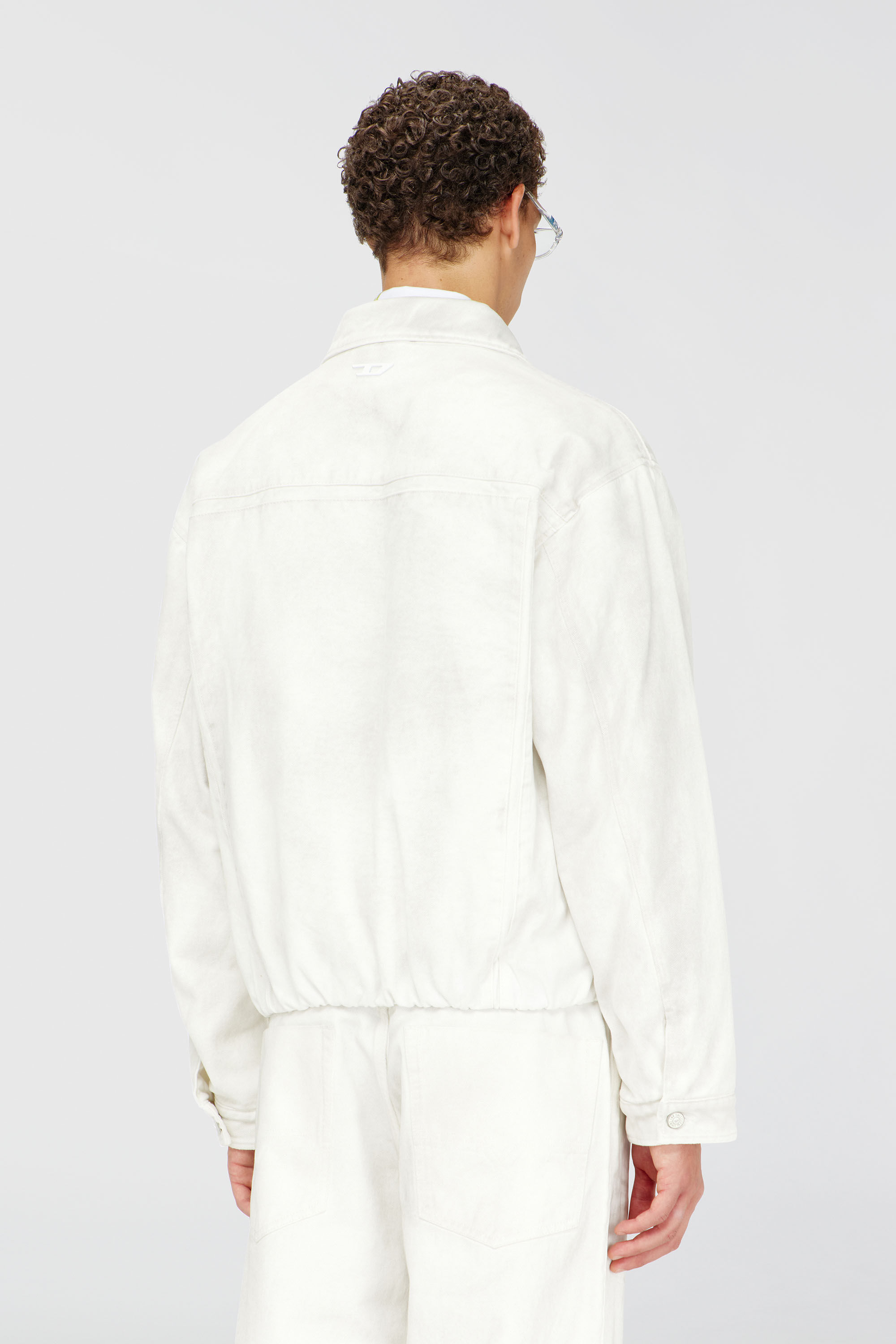 Diesel - D-MORVI-FSJ1, Male's Elasticated trucker jacket in denim in ホワイト - 5