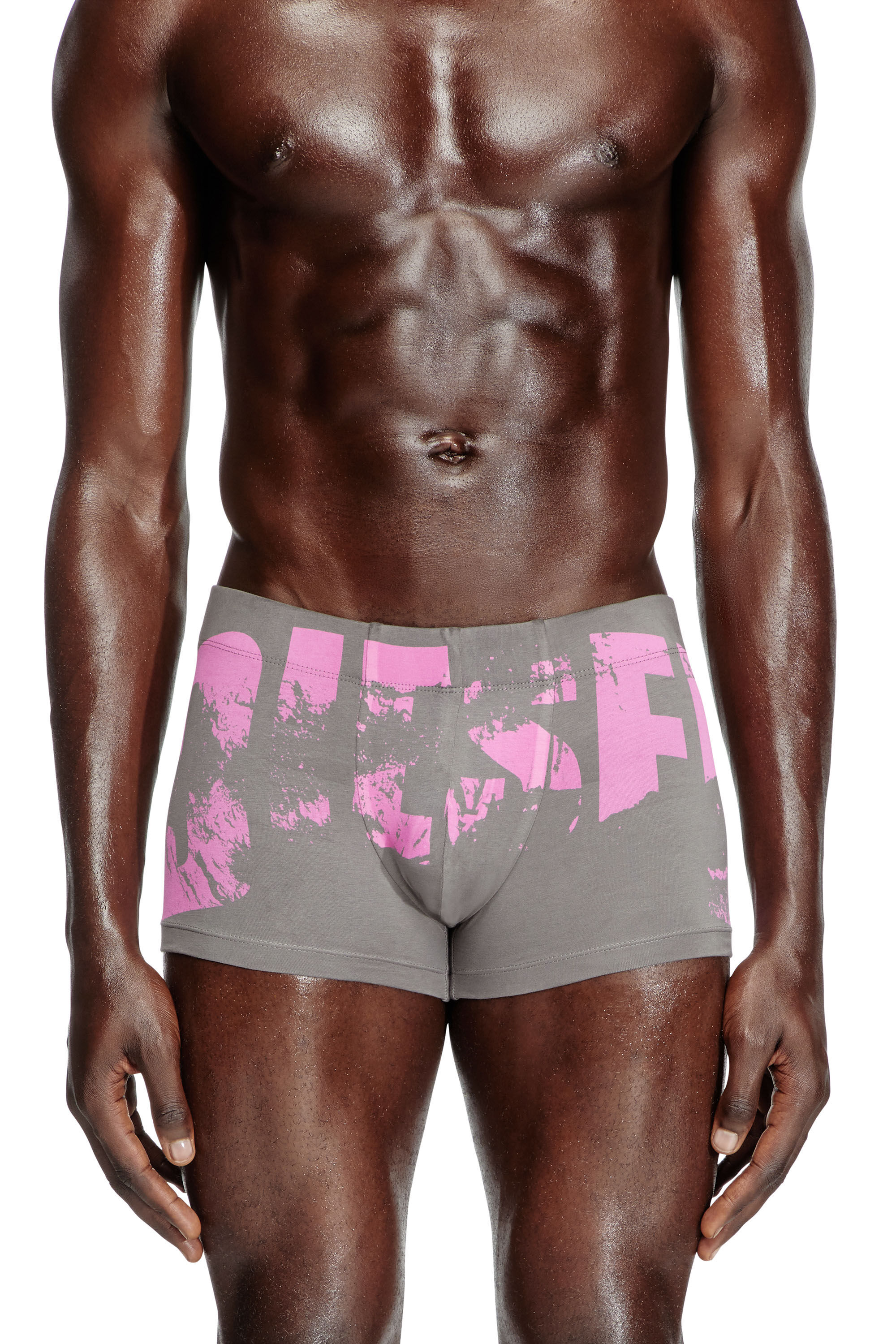 Diesel - DAMIEN-D-POP, Male's Boxer briefs with distressed logo in グレー - 3