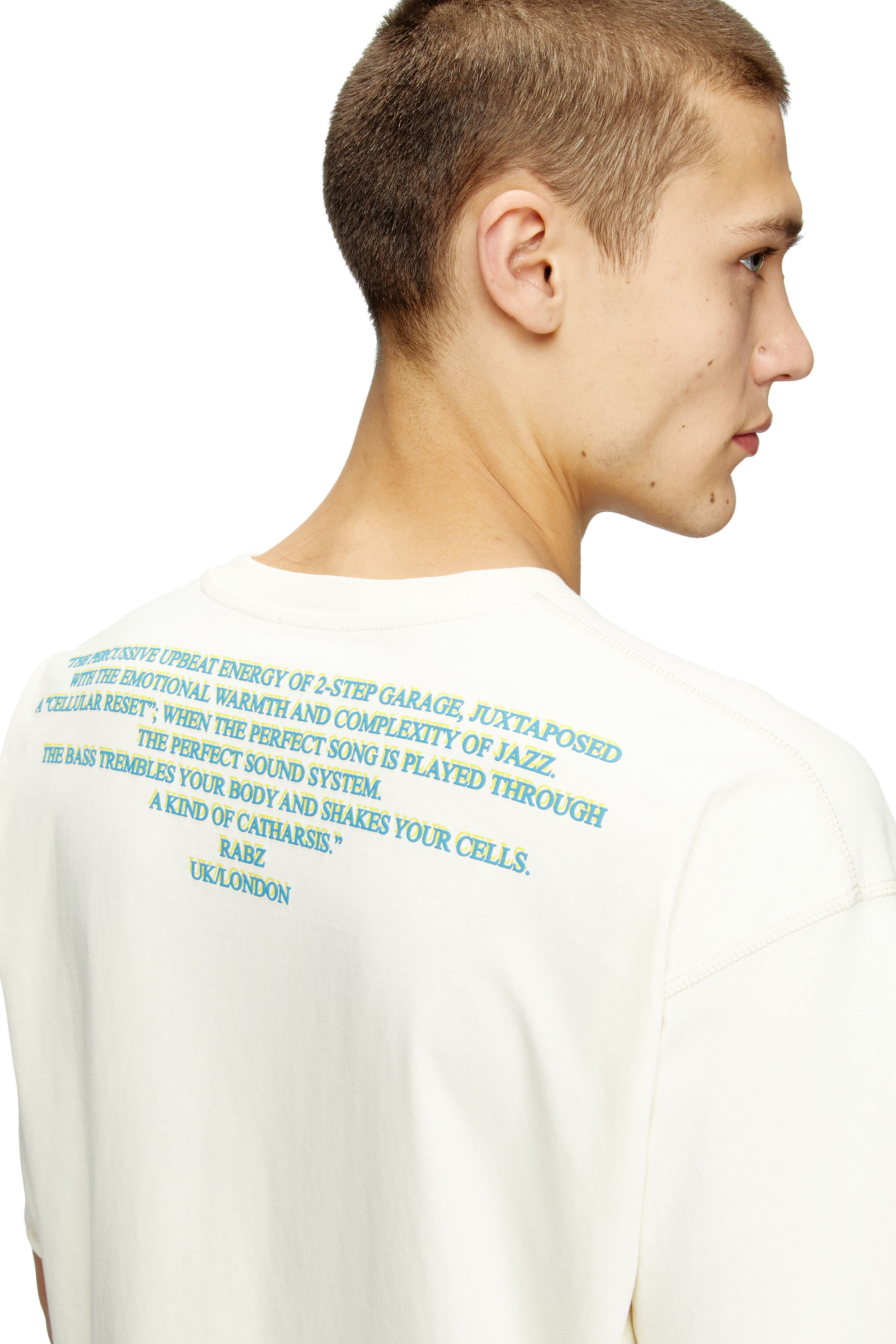 Diesel - T-BIX-AA, Unisex's T-shirt with lyrics print in ホワイト - 5