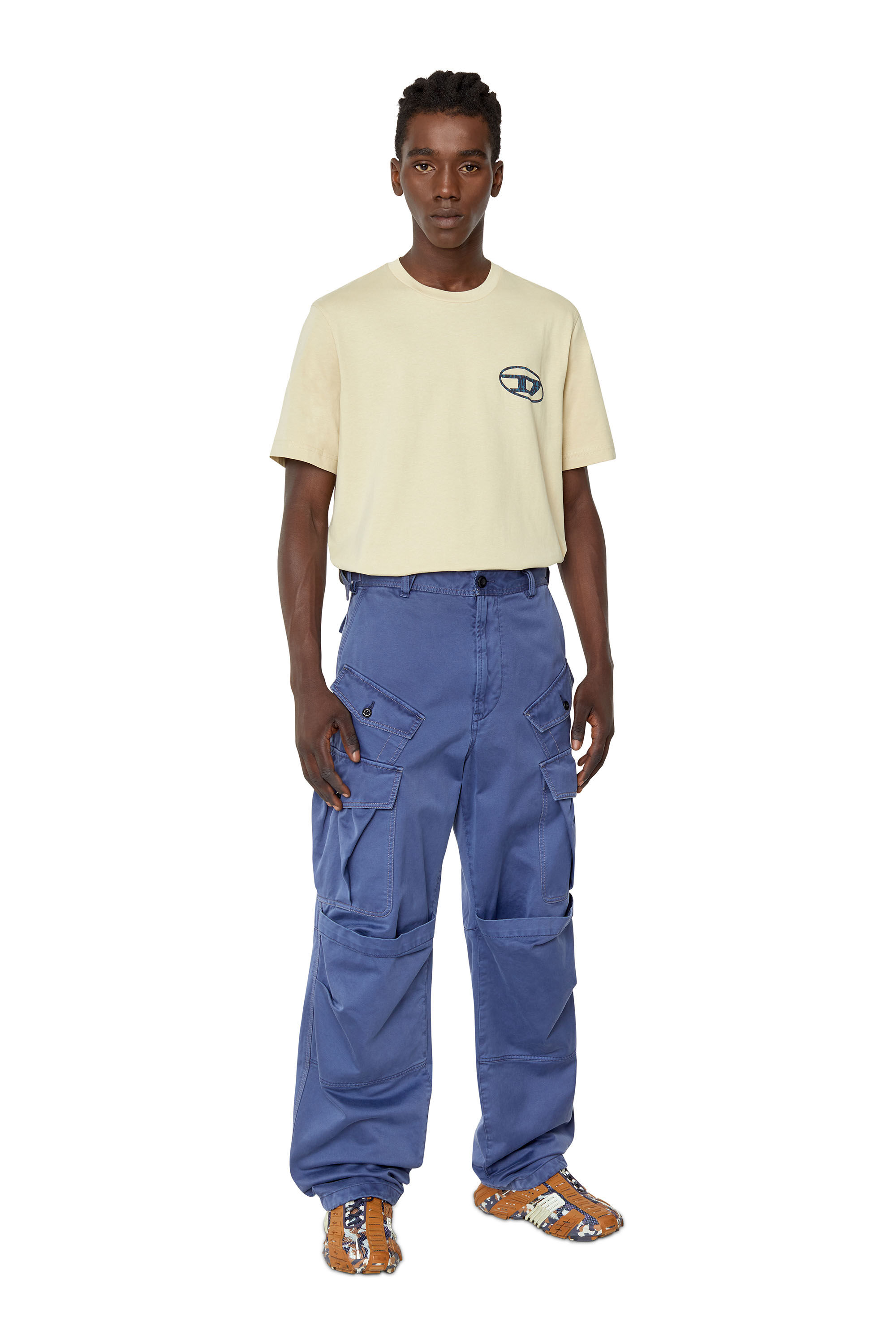 Diesel - T-JUST-D-MON, Male's Tシャツ モノグラム in ベージュ - 1