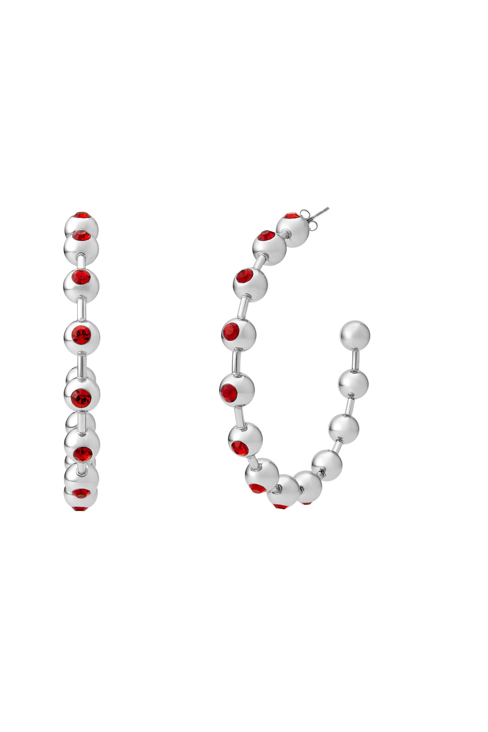 DX1560040 JEWEL Stainless Steel Hoop Earrings｜シルバー