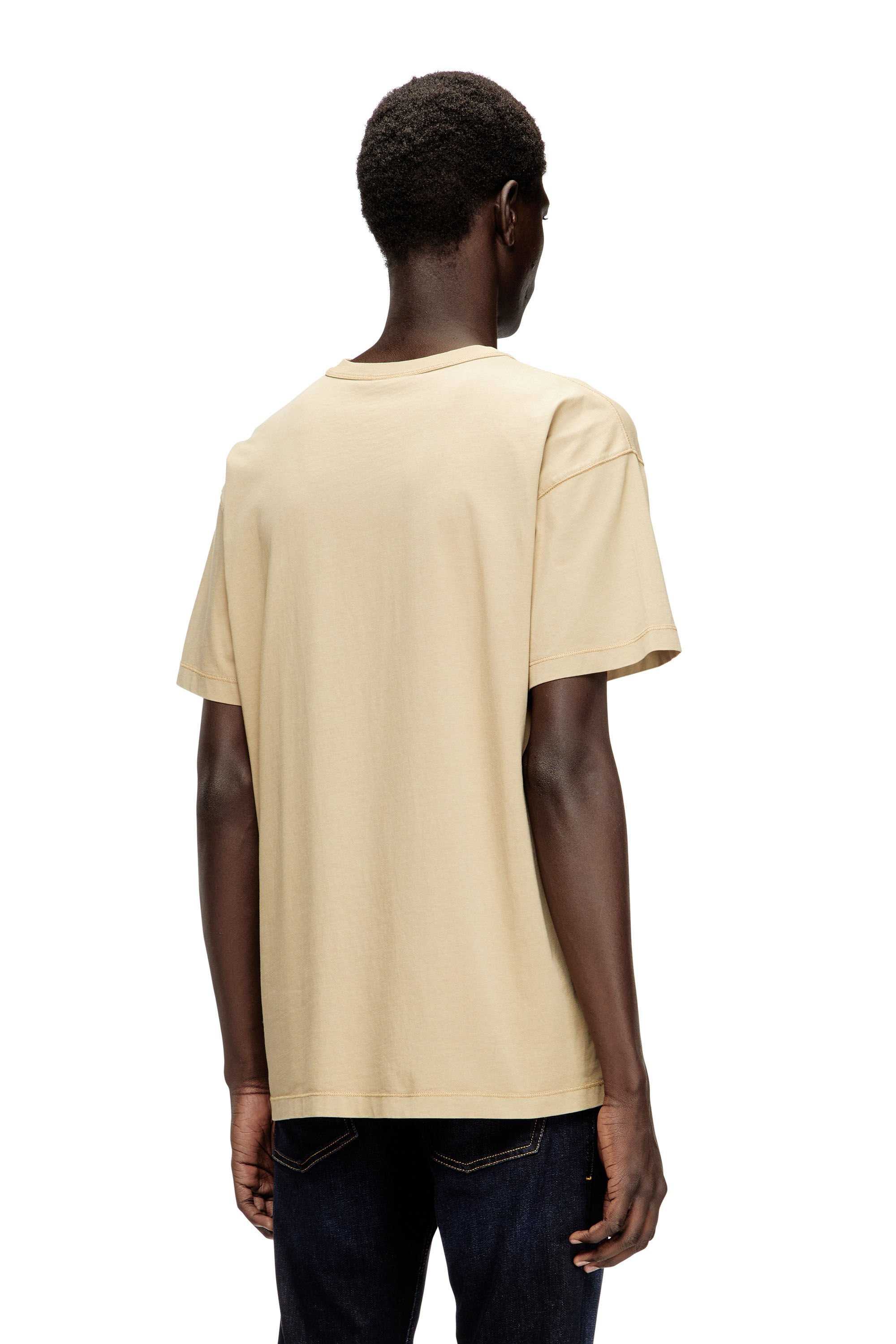 Diesel - T-NORM-IOD, Male's Light cotton T-shirt with metallic Oval D logo in ベージュ - 4