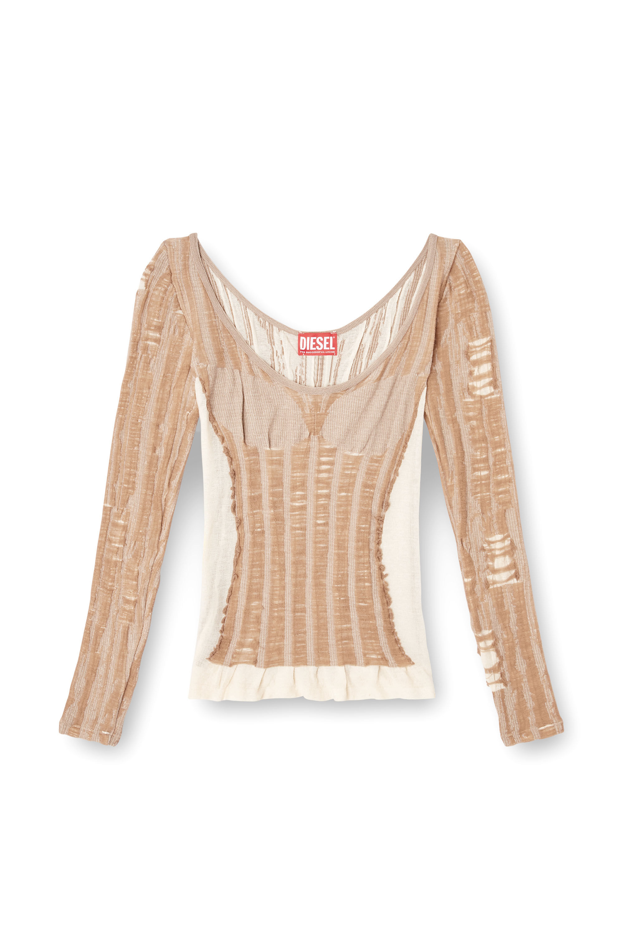 Diesel - M-CALAI, Female's Seamless top with lingerie illusion in ベージュ - 2