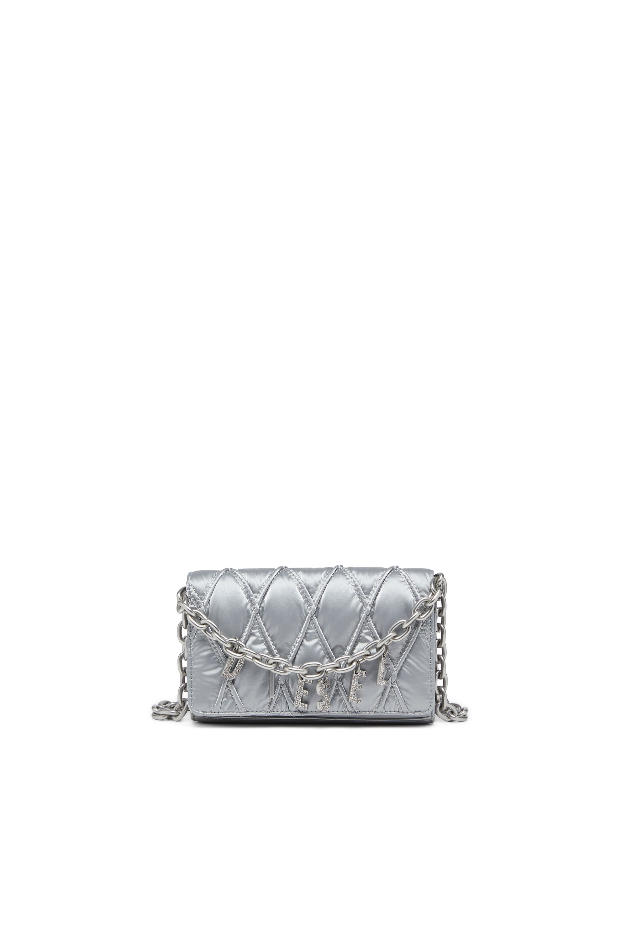 Diesel - WALLET ON CHAIN, Female's Wallet on chain with quilted satin finish in シルバー - 1