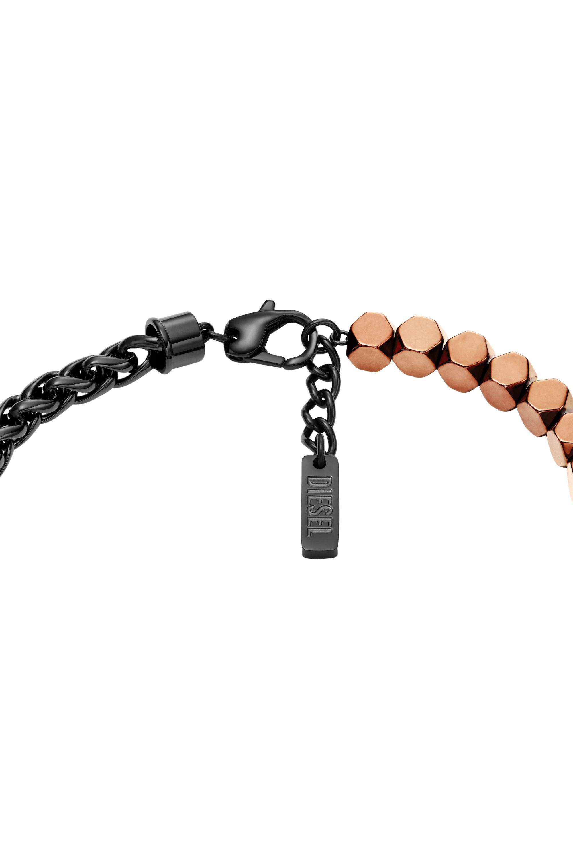 Diesel - DX1648931 JEWELLERY, Unisex's Stainless steel and hematite beaded bracelet in ブラック/ブロンズ - 2