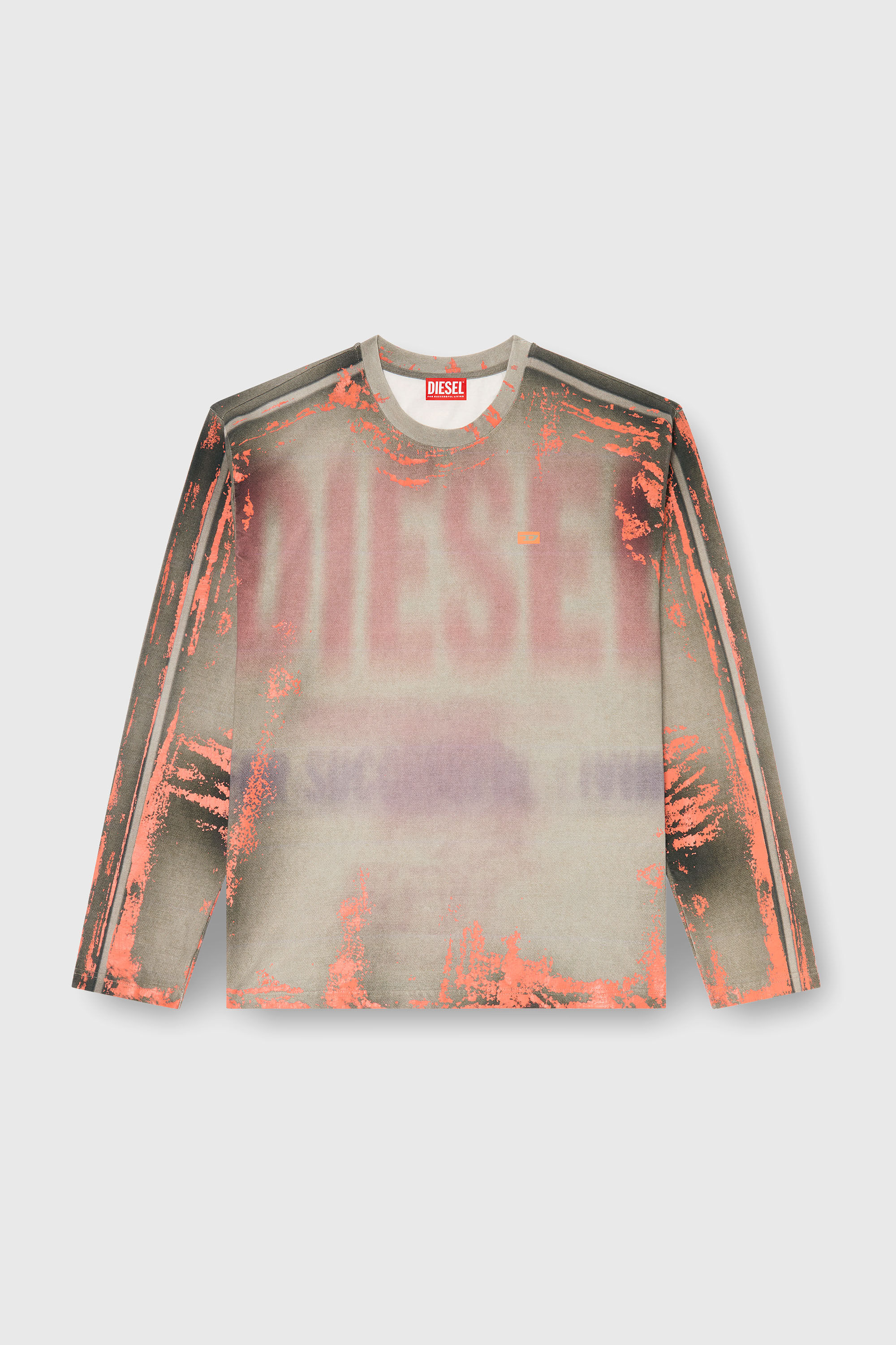 T-FILMY Long-sleeve T-shirt in cracked jersey｜マルチカラー