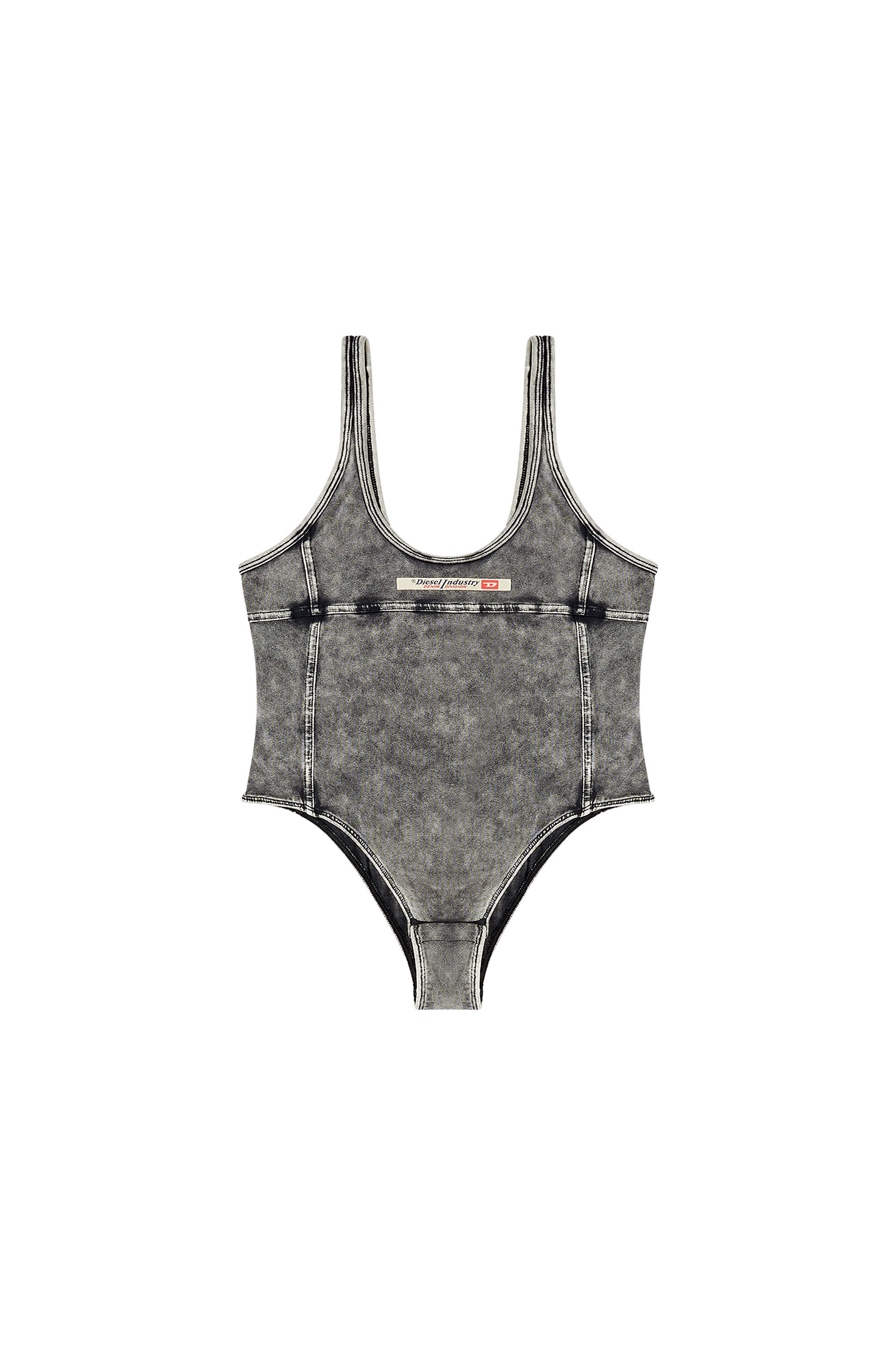 Diesel - PHOEBE-DNM, Female's Bodysuit in denim-effect jersey in ダークグレー - 2