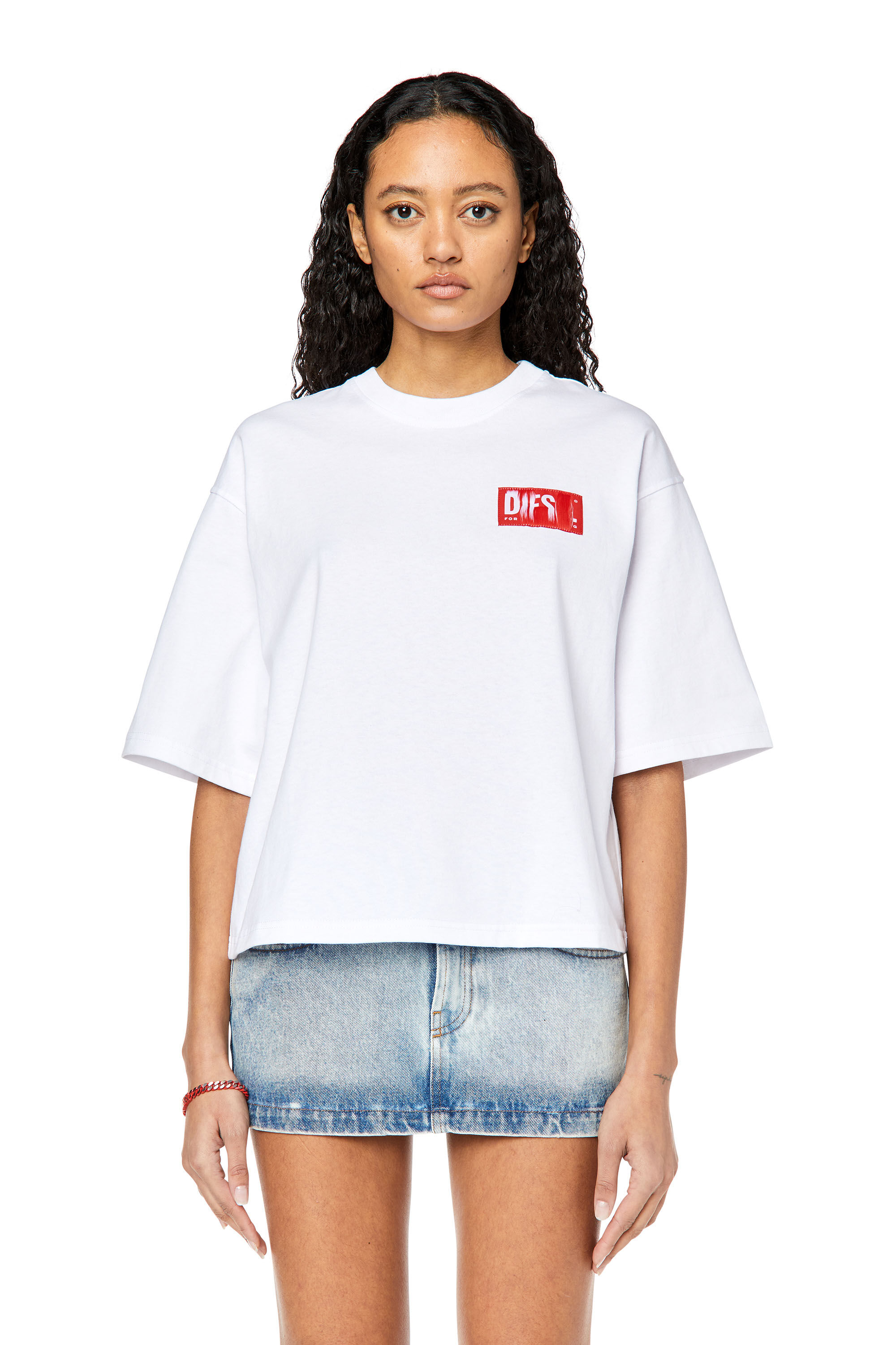 Diesel - T-ROWYLABEL, Female's 半袖Tシャツ DIESELロゴ in ホワイト - 3