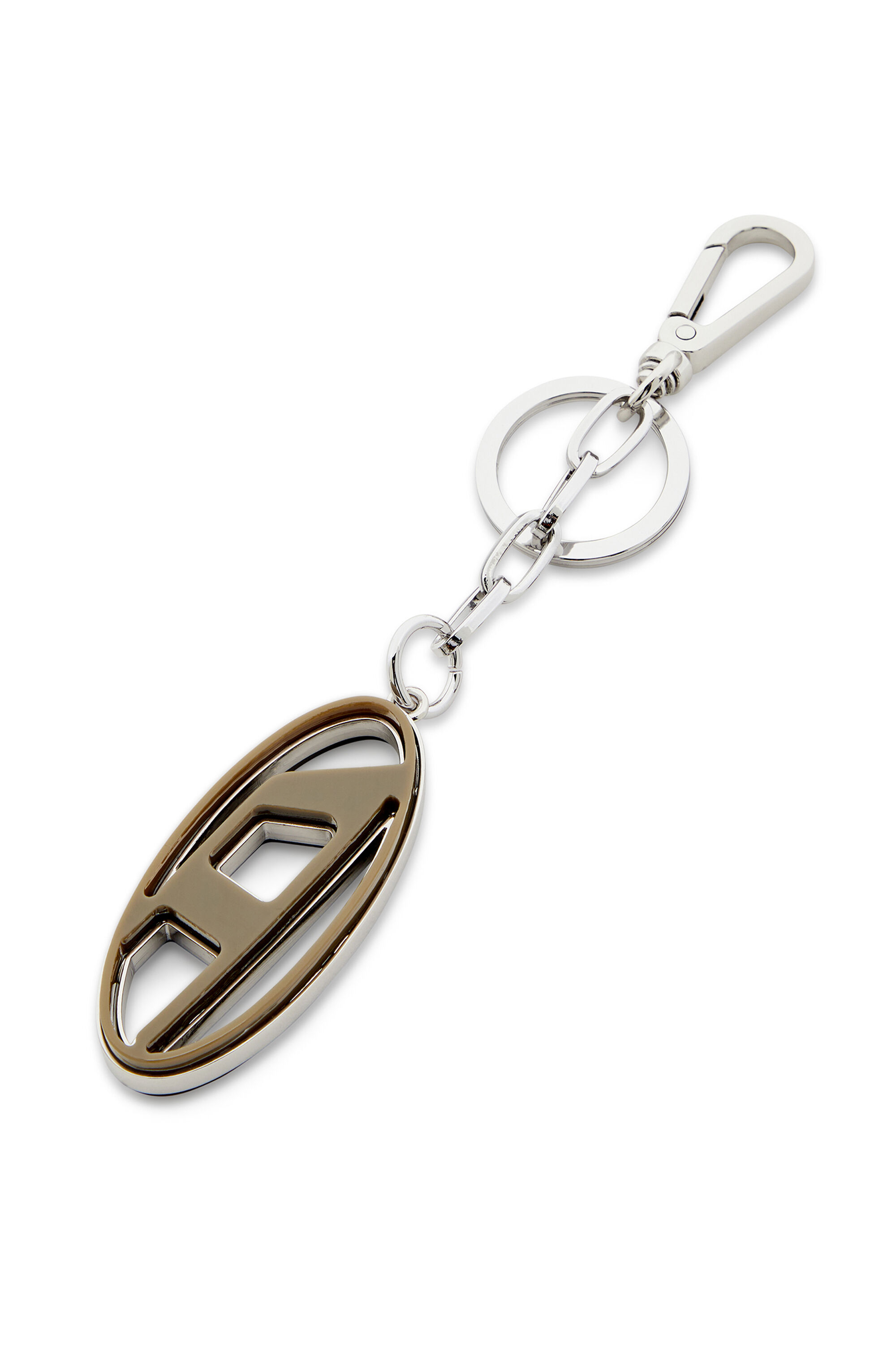 Diesel - CAGE-D LAYER, Male's Metal and resin Oval D keyring in ブラック/グリーン - 3